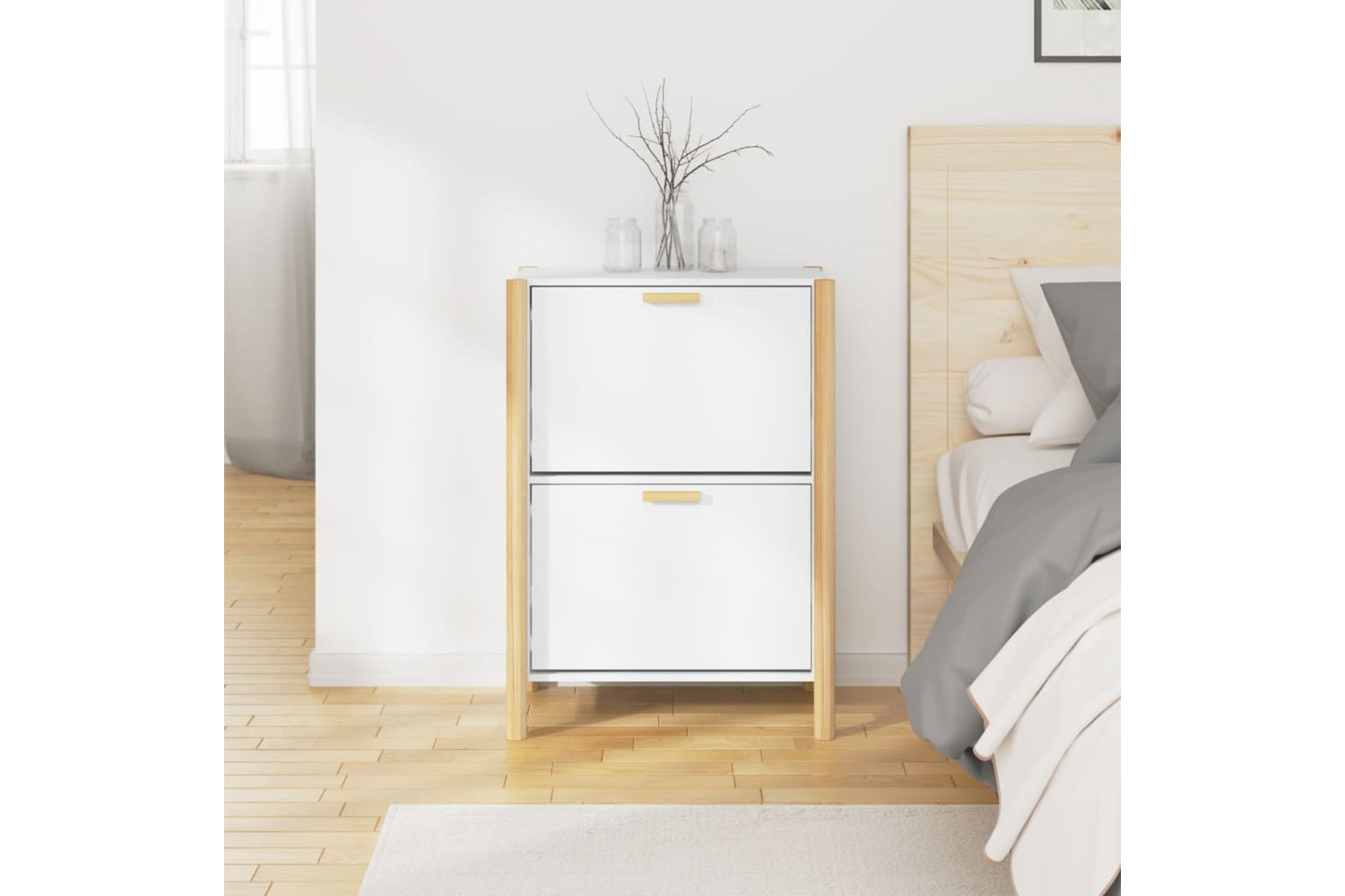 vidaXL 345684 Shoe Cabinet White 57.5x33x80cm Engineered Wood-2