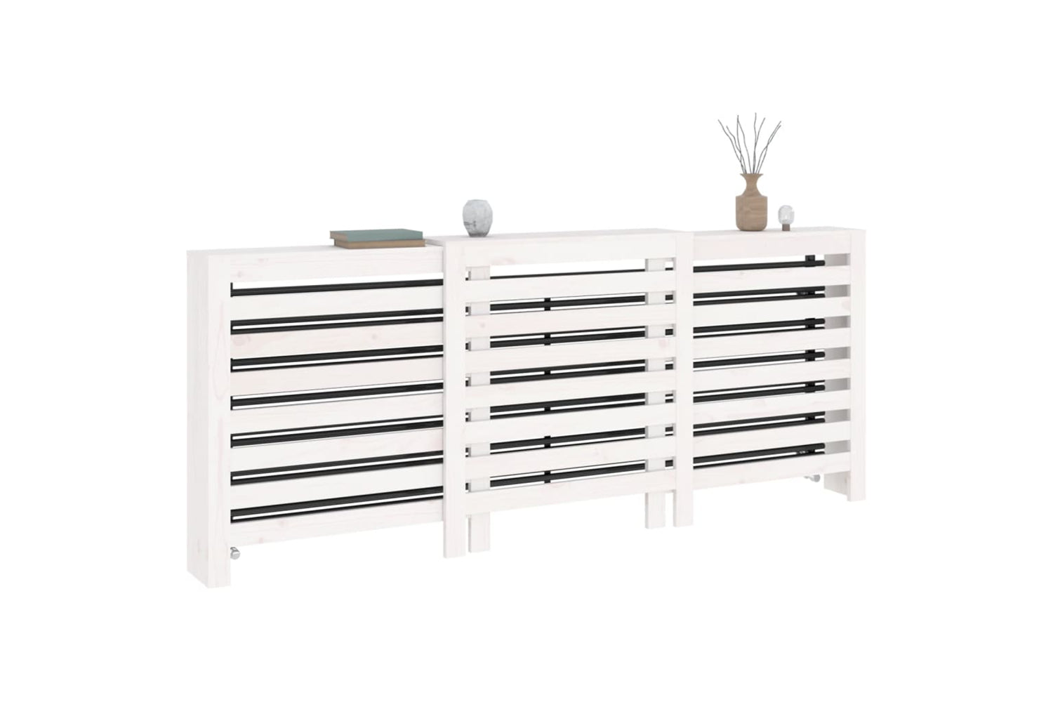 vidaXL 822612 Radiator Cover White 210x21x85cm Solid Wood Pine-3
