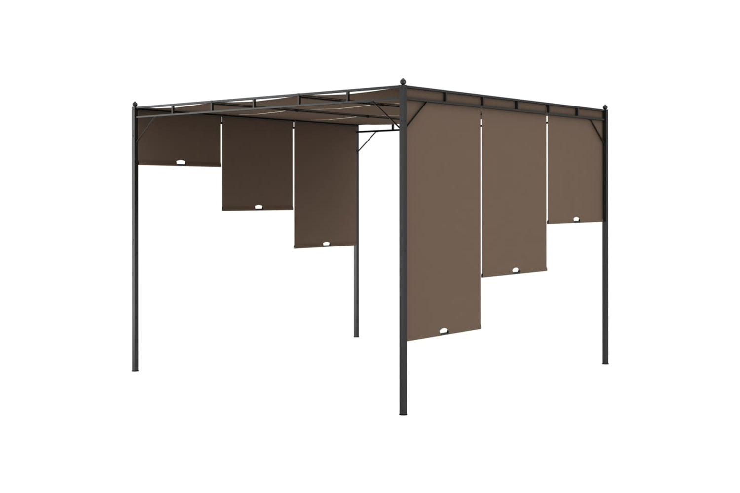 Vidaxl 312263 Garden Gazebo With Side Curtain 3x3x2.25 M Taupe-6