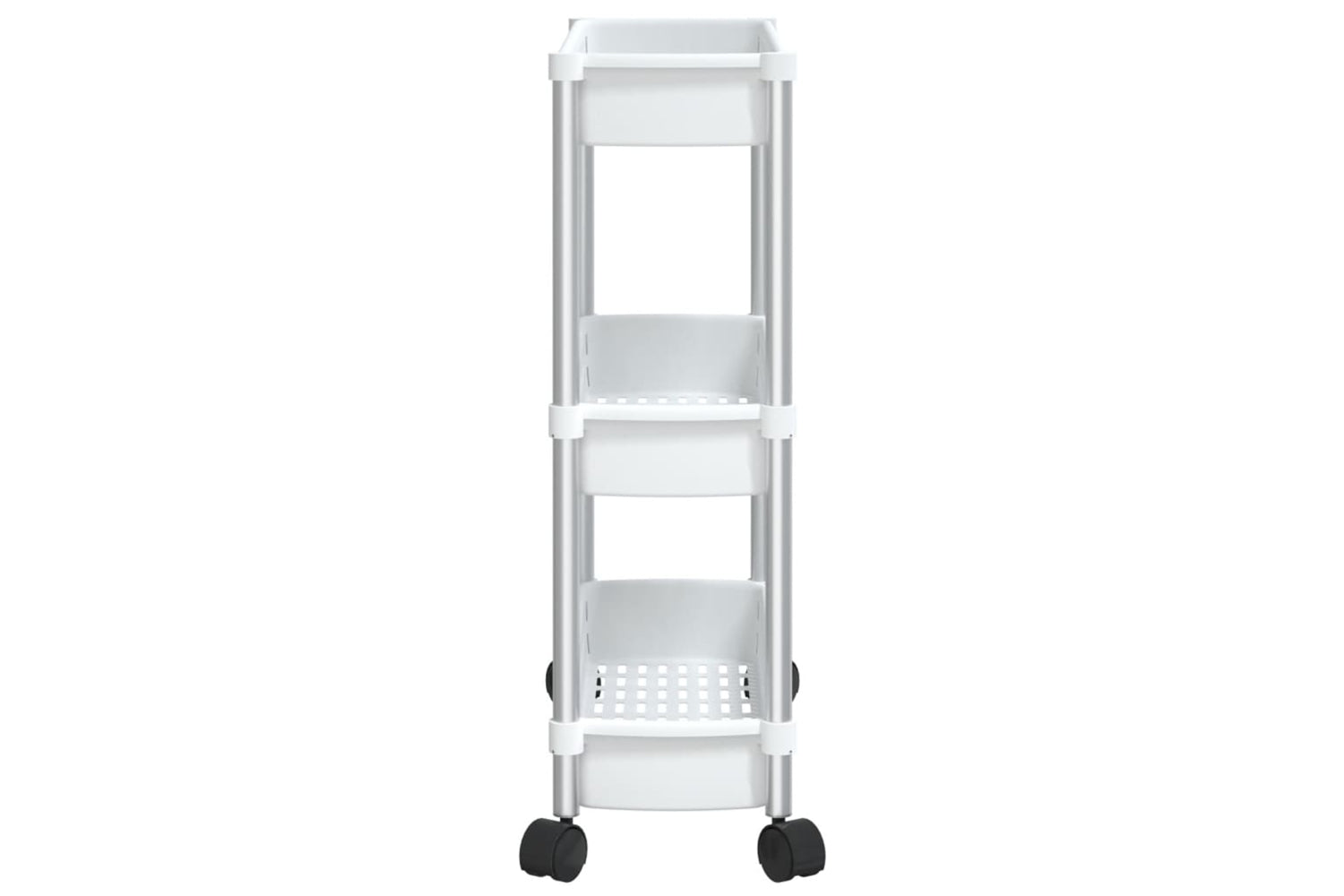 Vidaxl 344380 3-tier Storage Trolley Silver And White Aluminium-3