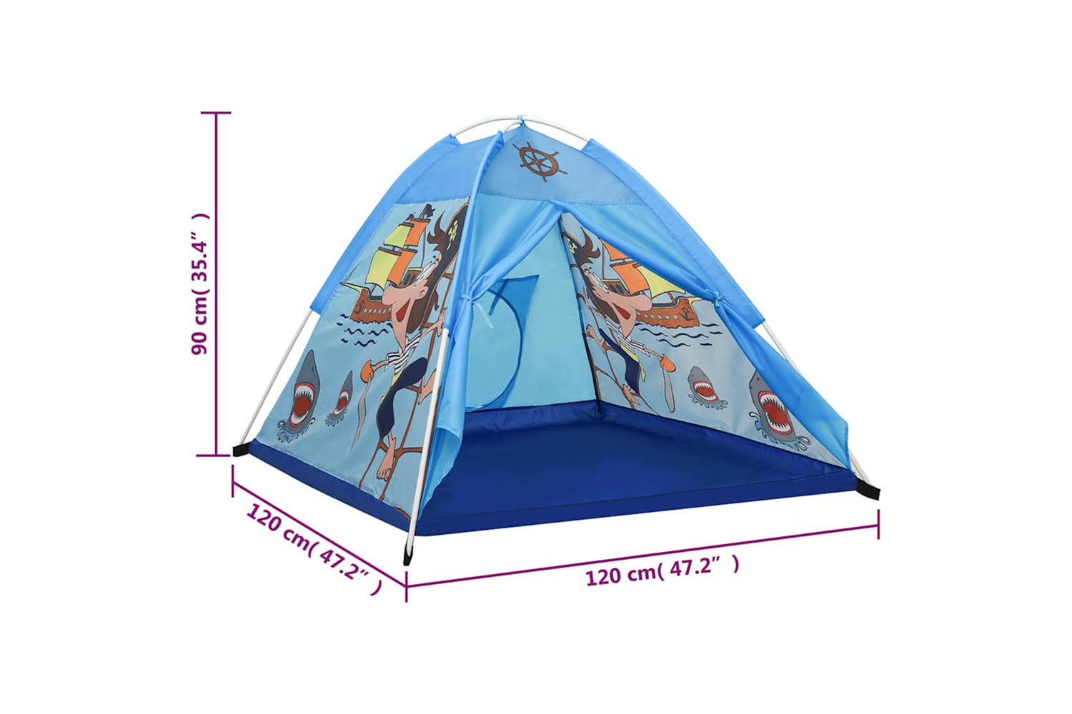 Vidaxl Children Play Tent Blue 120x120x90 Cm-8