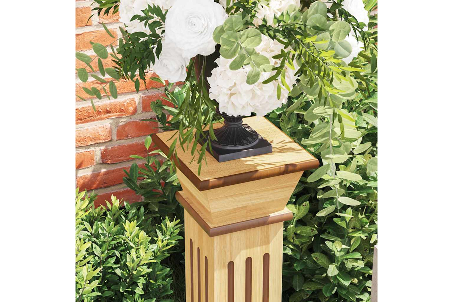 vidaXL 323968 Classic Square Pillar Plant Stand Light Wood 17x17x66cm Mdf-3