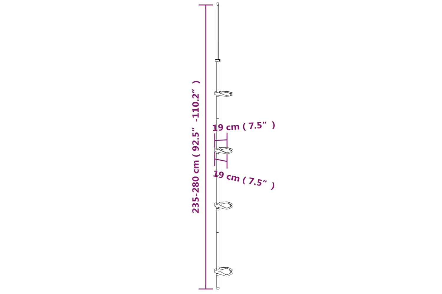 Vidaxl 344382 4-tier Telescopic Shower Corner Shelf Silver Aluminium-5