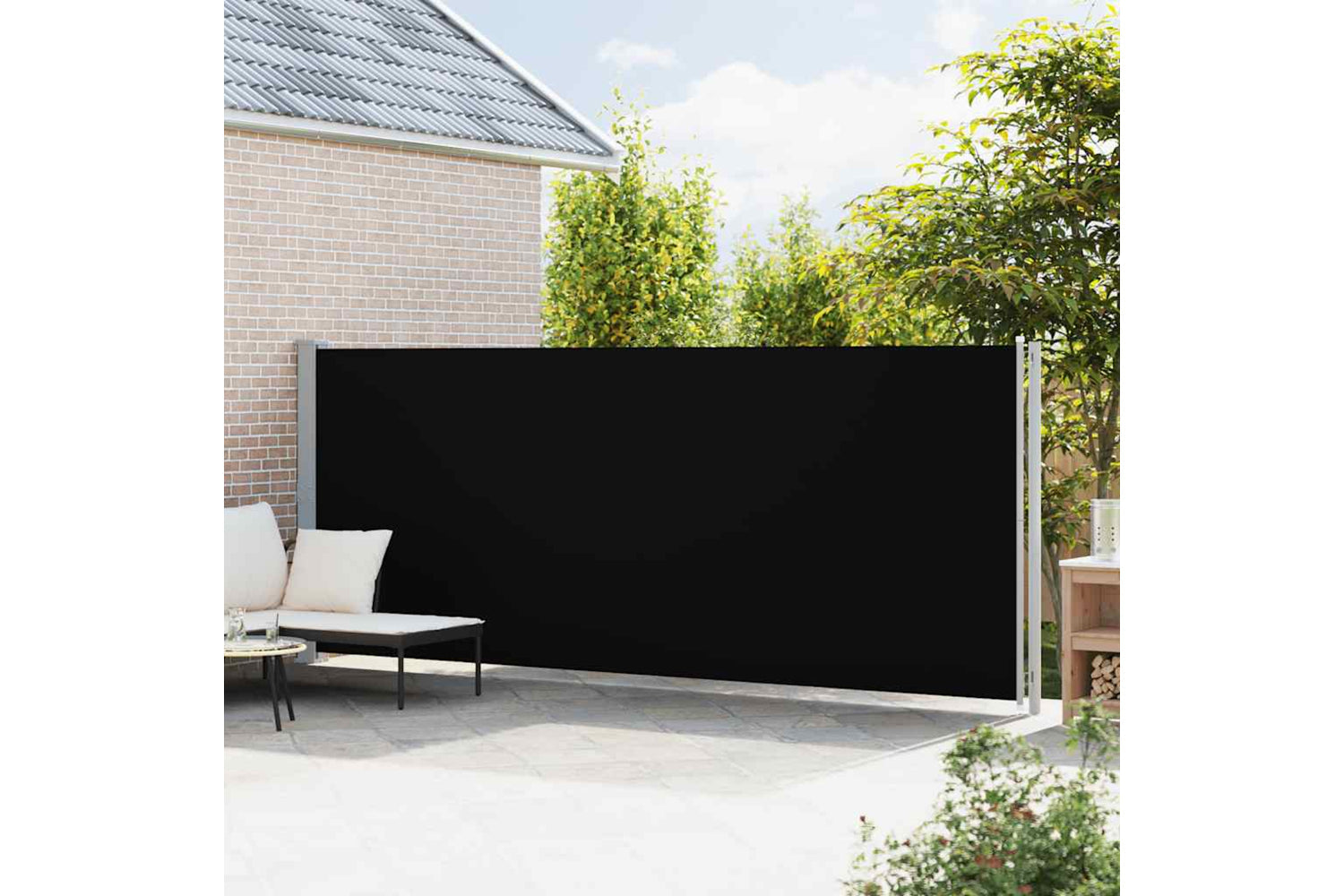 vidaXL 317964 Patio Retractable Side Awning 180x600cm Black-2