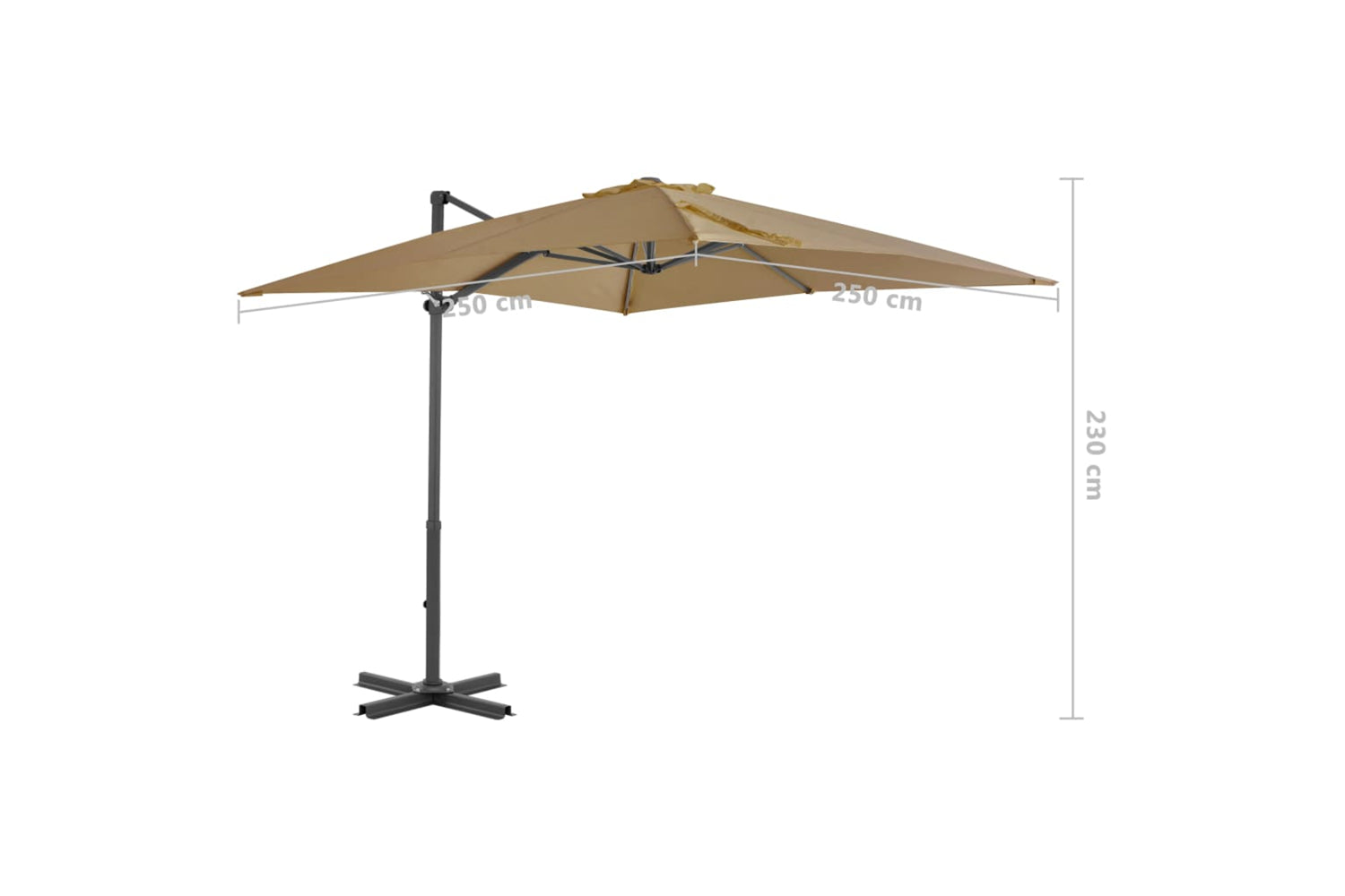 vidaXL 44619 Cantilever Umbrella With Aluminium Pole Taupe 250x250cm-8