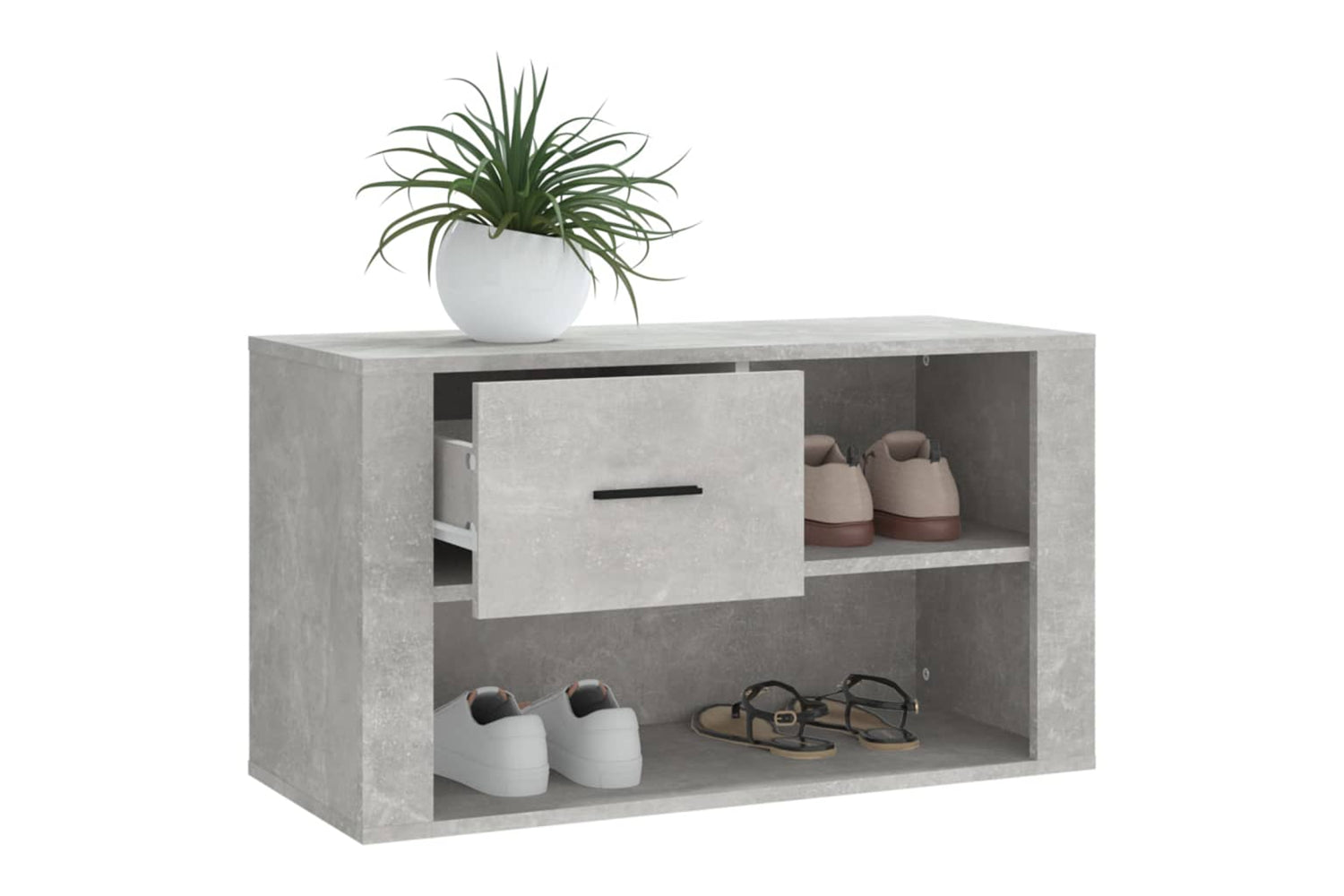 vidaXL 816756 Shoe Cabinet Concrete Grey 80x35x45cm Engineered Wood-3