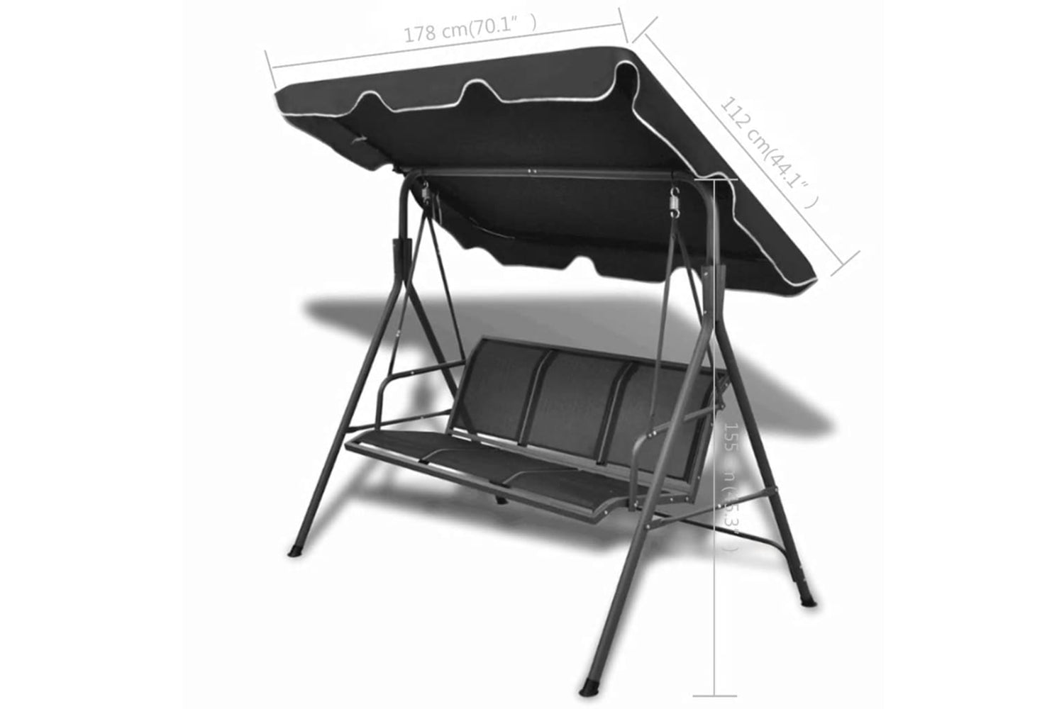 Vidaxl Garden Swing Bench With Canipy Black-6