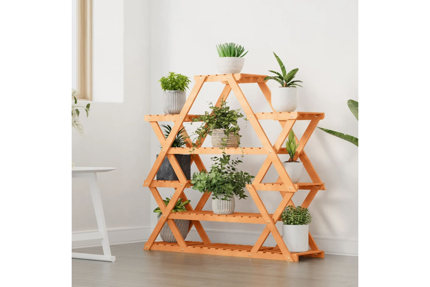 vidaXL 362878 Flower Stand 110x25x105cm Solid Wood Fir-2