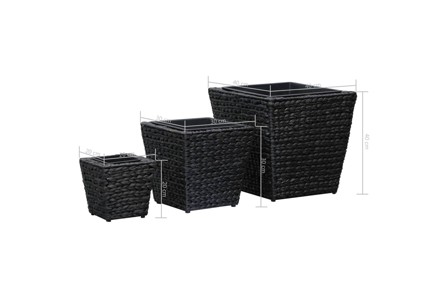 Vidaxl Raised Beds 3 Pcs Water Hyacinth Black-8