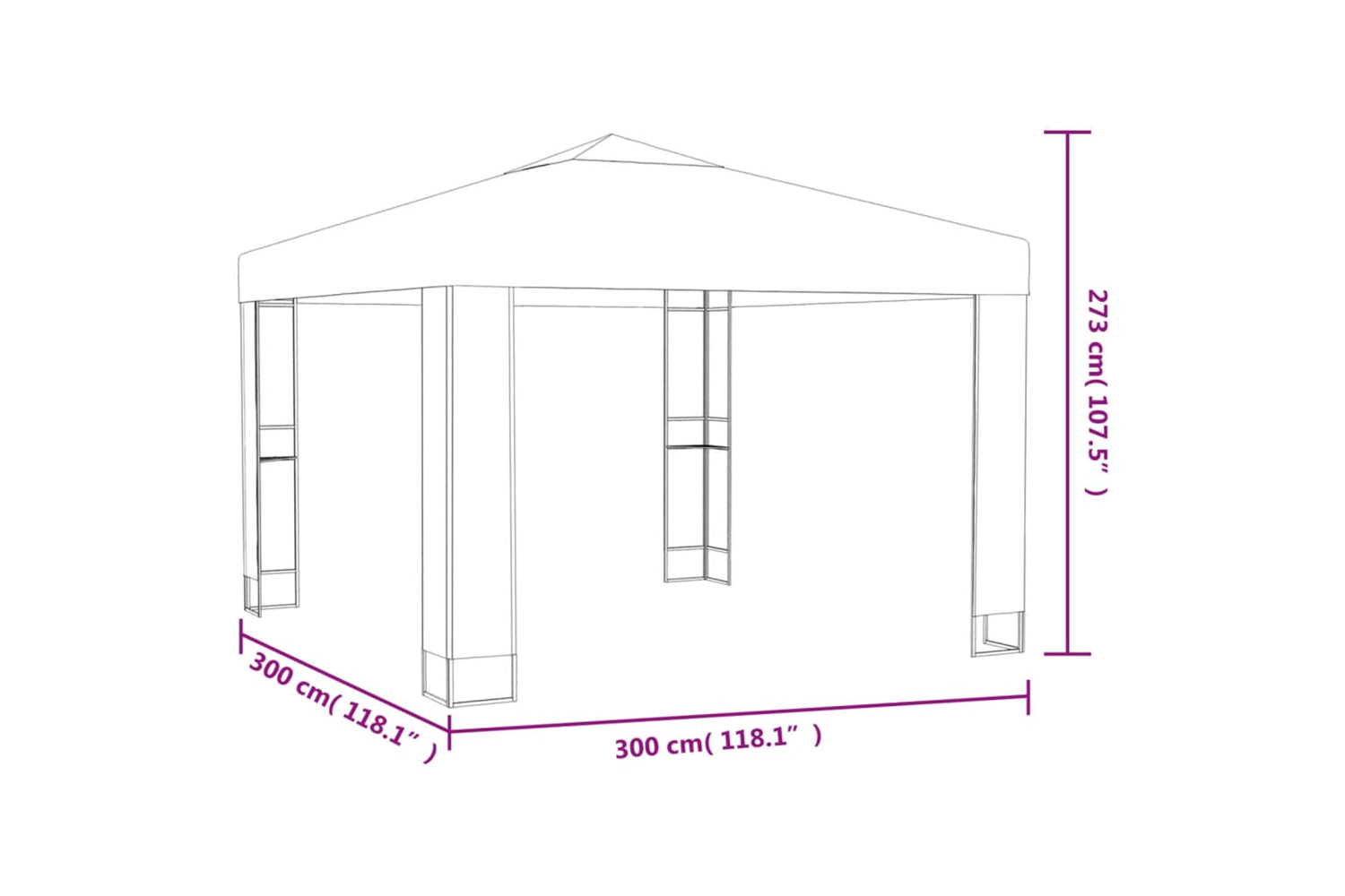 Vidaxl 3070302 Gazebo With Double Roof&led String Lights 3x3 M White-7