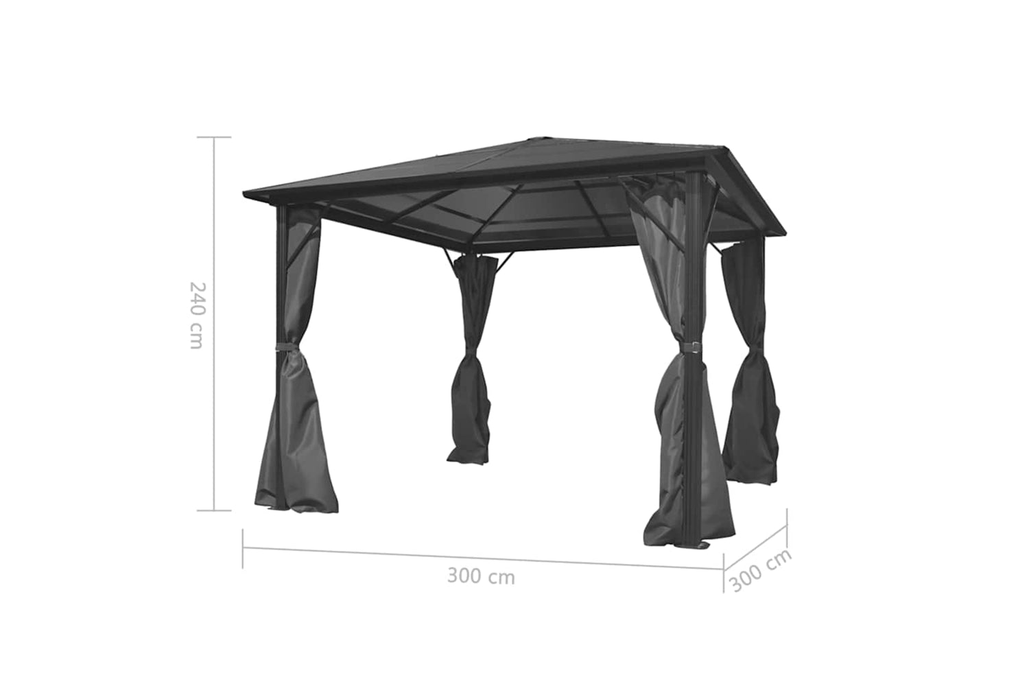 vidaXL 44889 Gazebo With Curtain Anthracite Aluminium 300x300cm-5