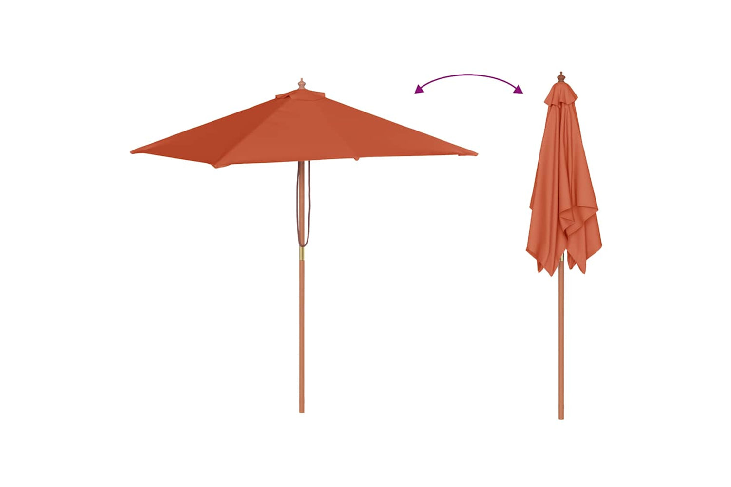 vidaXL 44538 Outdoor Parasol With Wooden Pole 150x200cm Terracotta-5