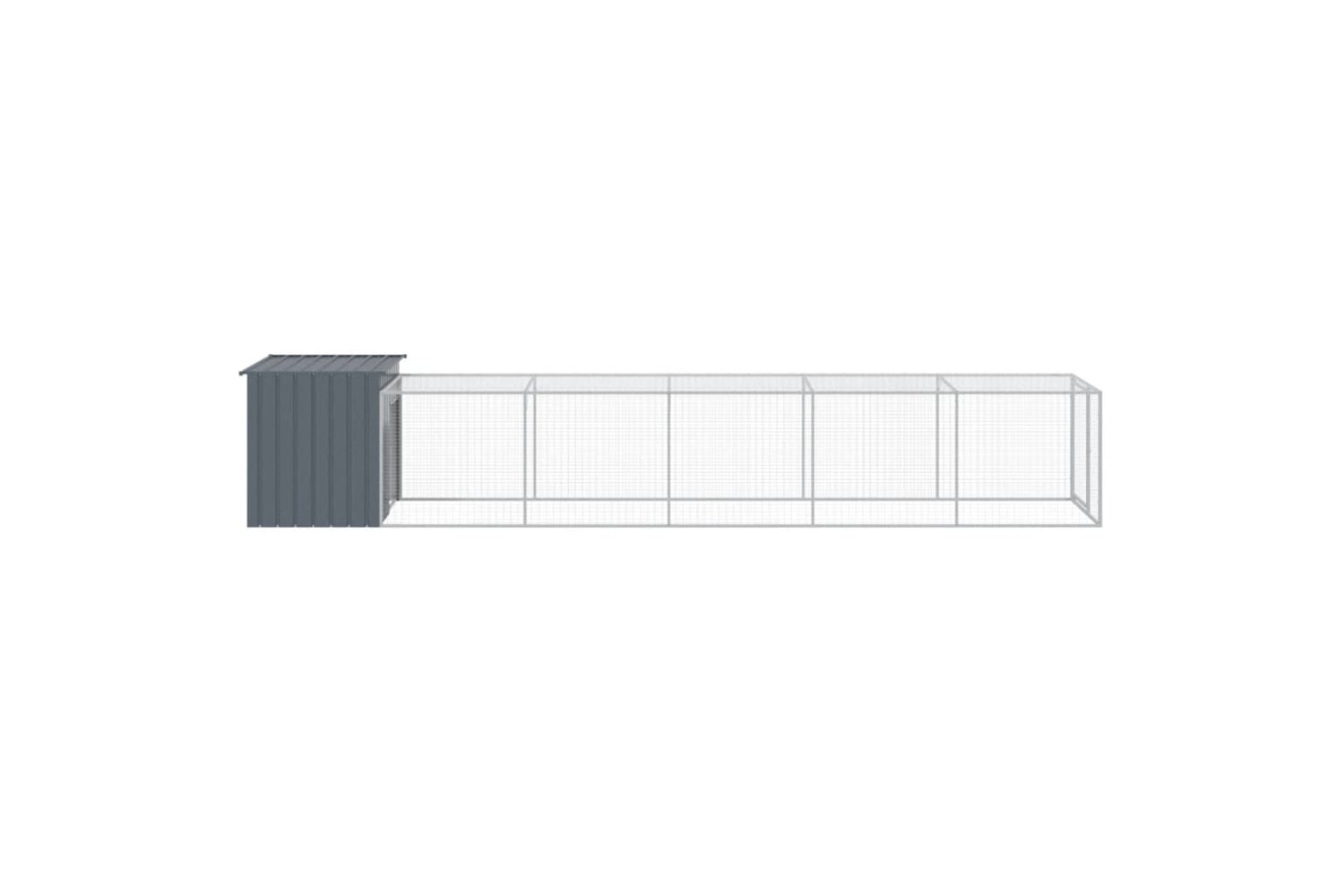 vidaXL 3189090 Chicken Cage With Run Anthracite 110x609x110cm Galvanised Steel-3