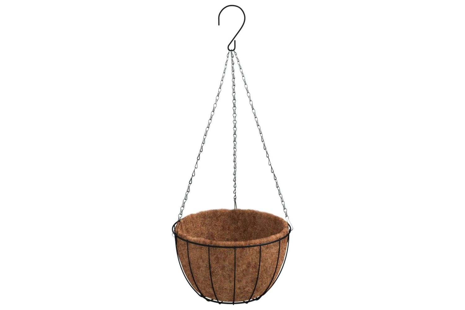 vidaXL 319359 Hanging Planters 4 Pcs With Coco Liners Black ÃƒÂƒÃ‚Â˜ 40x63cm Steel-2