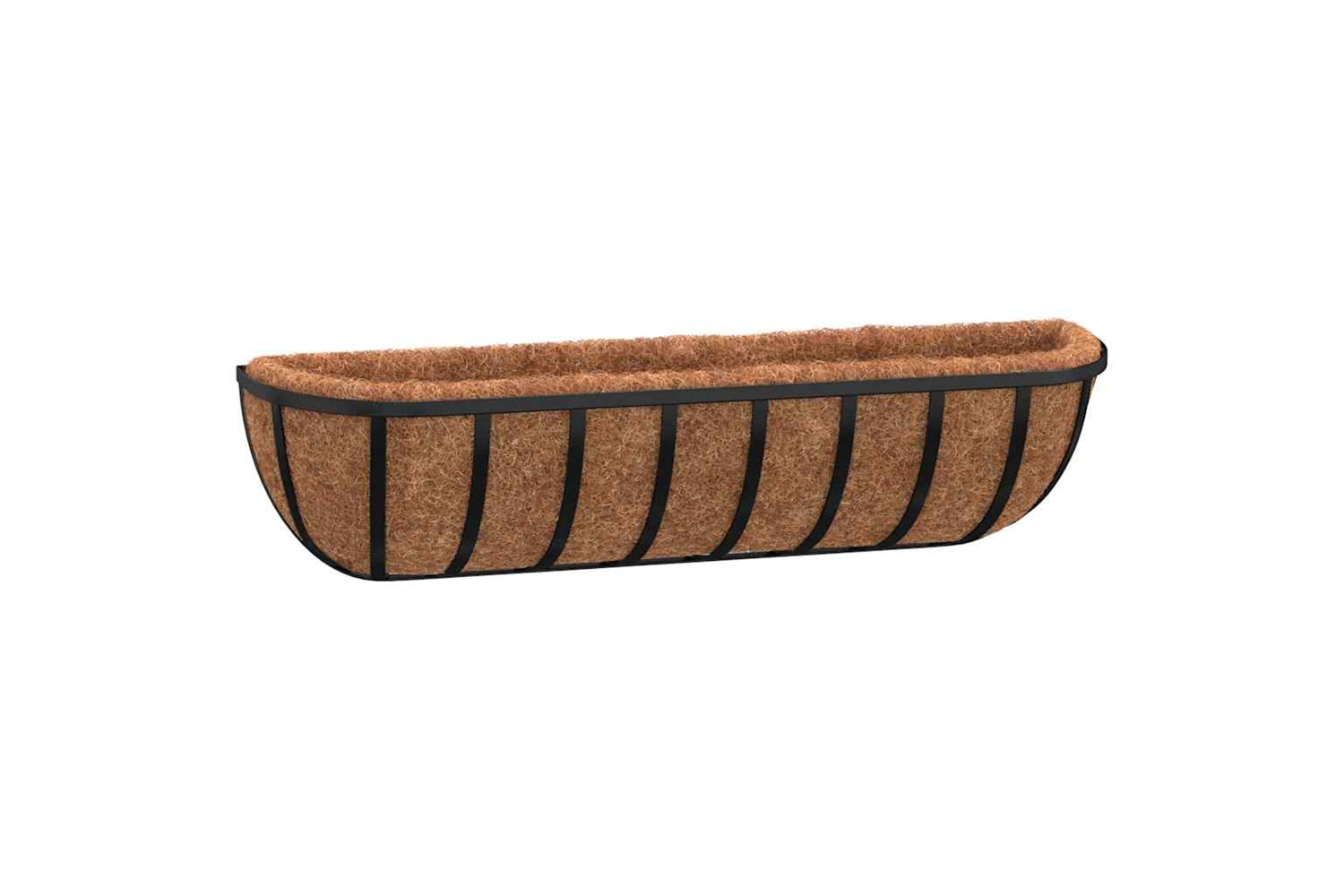 vidaXL 319354 Wall Troughs 2 Pcs With Coco Liners Black 61x19x16cm Steel-2