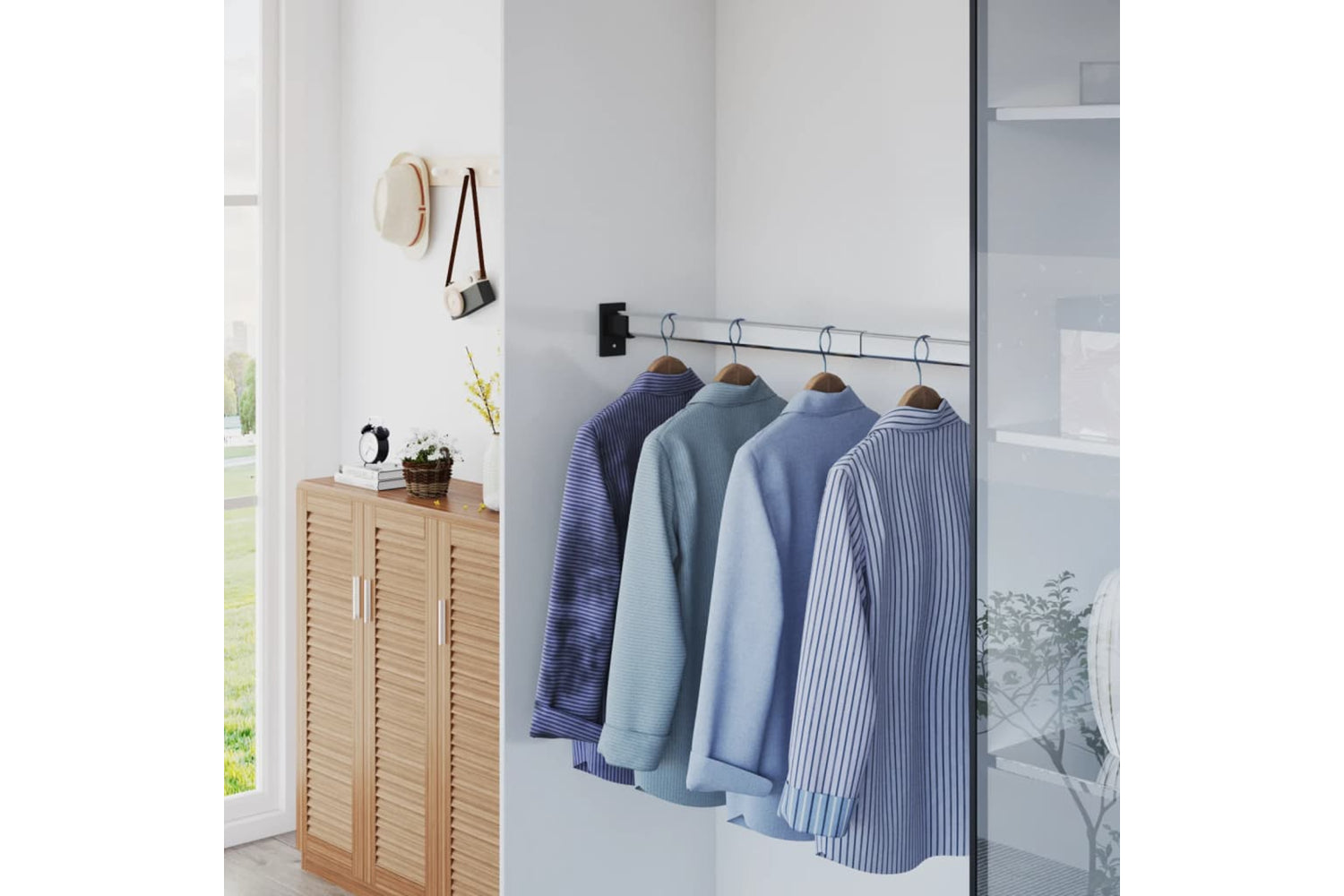 vidaXL 344373 Telescopic Wardrobe Rails 2 Pcs Silver 58-100cm-5