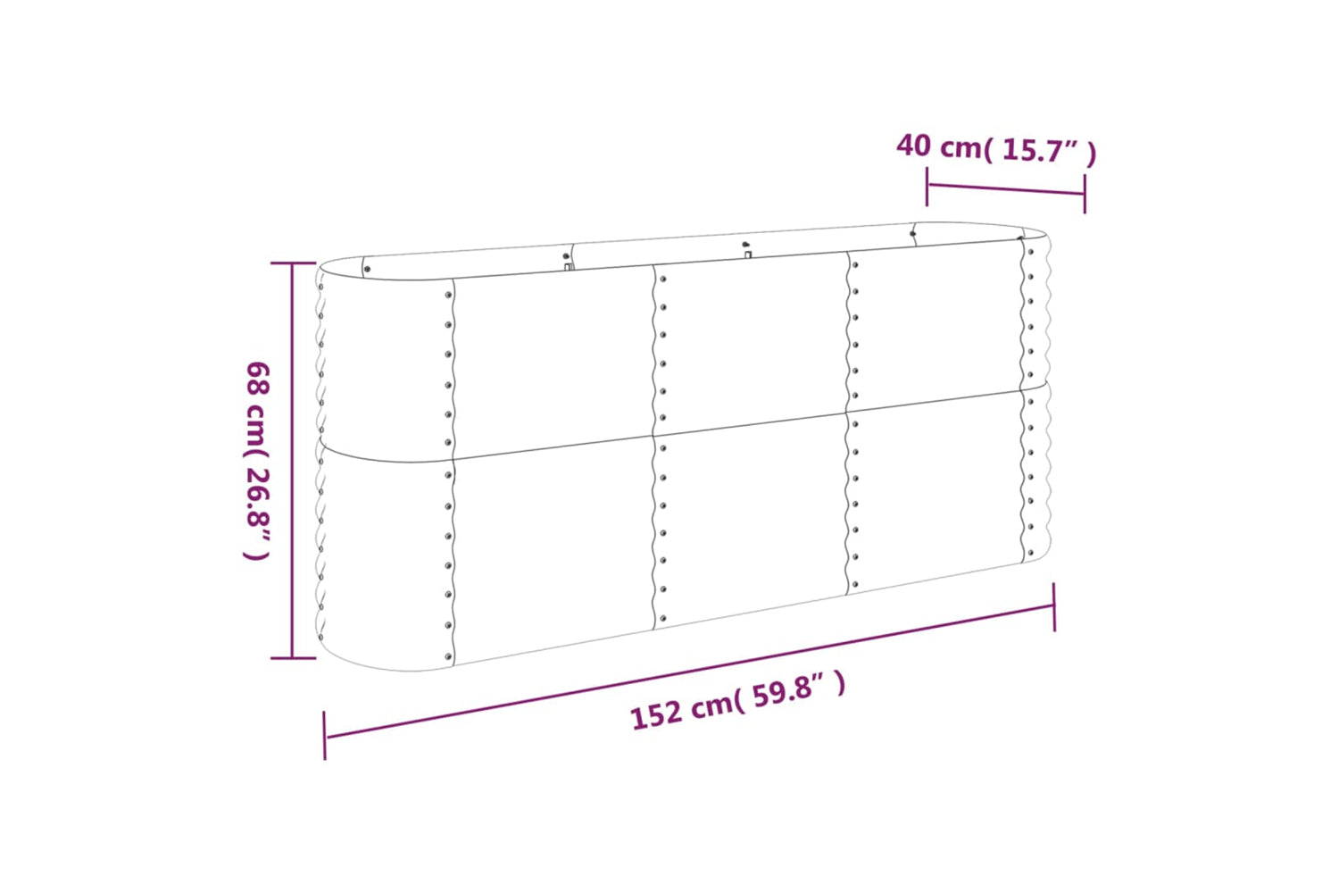 vidaXL 318897 Garden Raised Bed Powder-coated Steel 152x40x68cm Silver-5