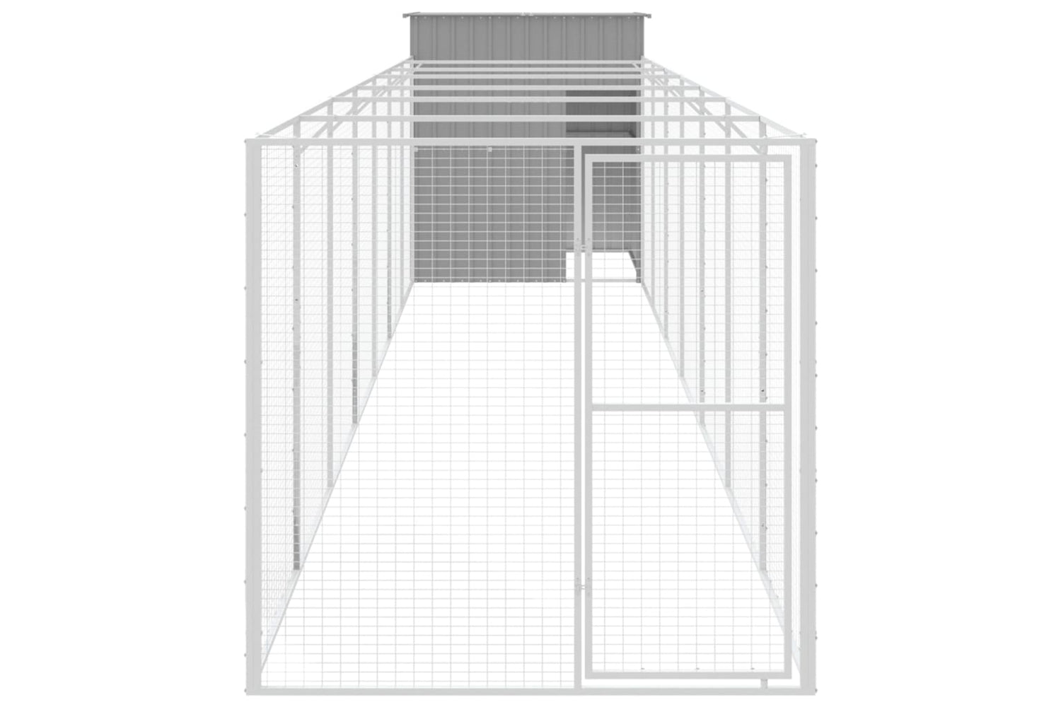 vidaXL 3189106 Dog House With Run Light Grey 165x863x181cm Galvanised Steel-2