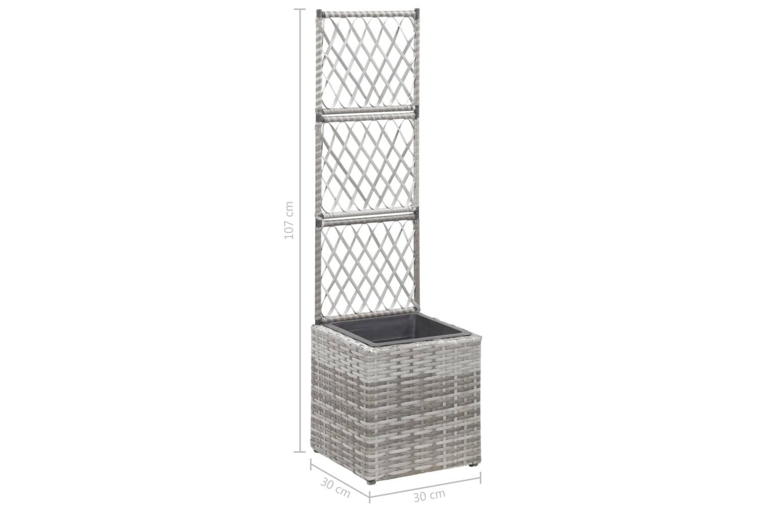 vidaXL 46933 Trellis Raised Bed With 1 Pot 30x30x107cm Poly Rattan Grey-7