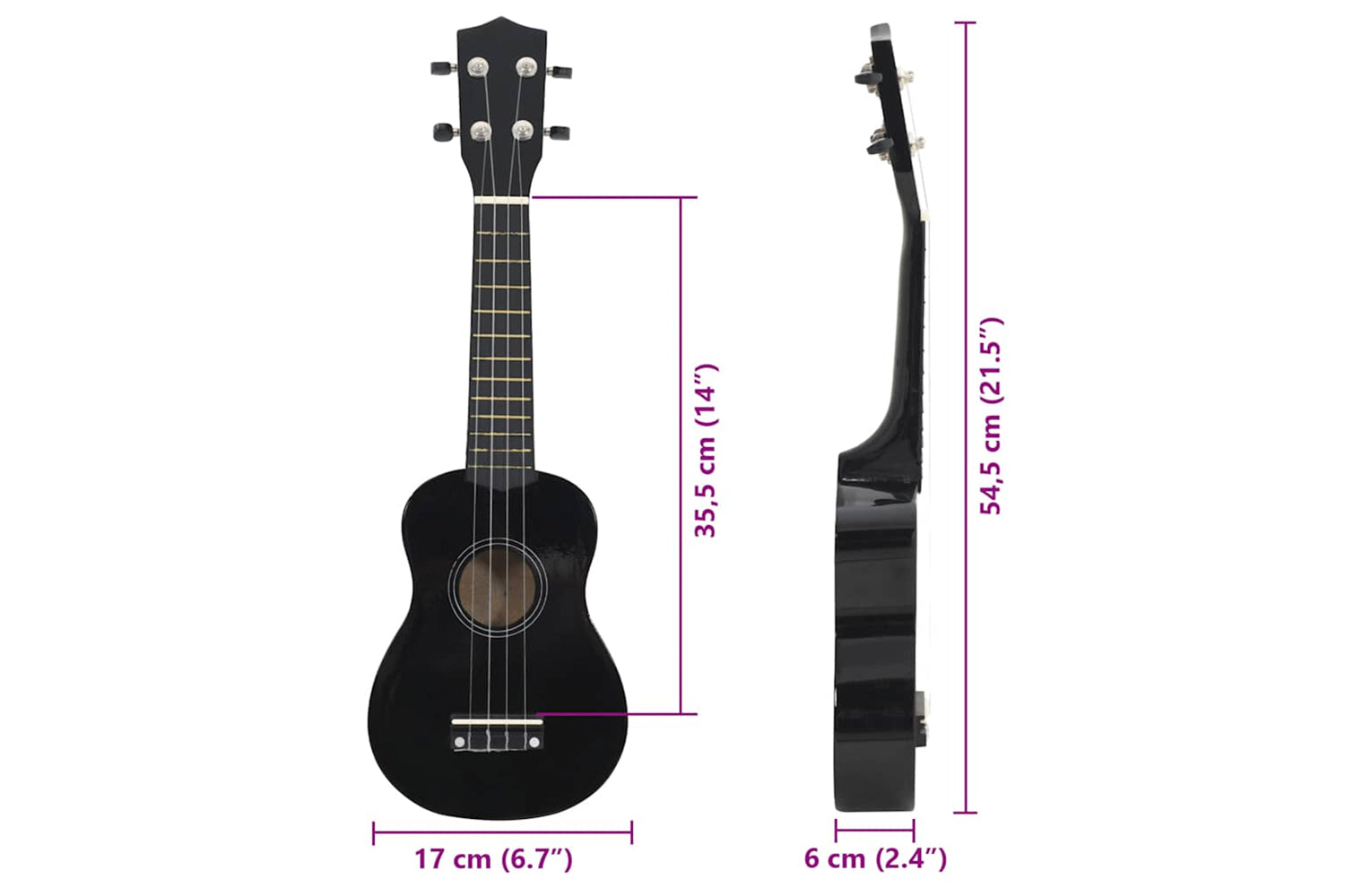 vidaXL 70147 Soprano Ukulele Set With Bag For Kids Black 21"-9