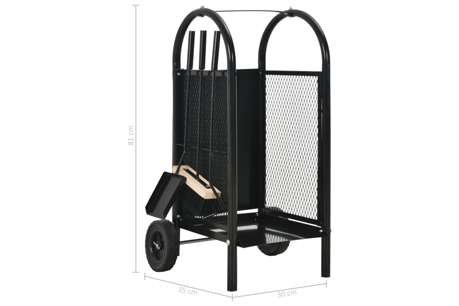 vidaXL 284703 Firewood Cart Black 30x35x81cm Steel-9