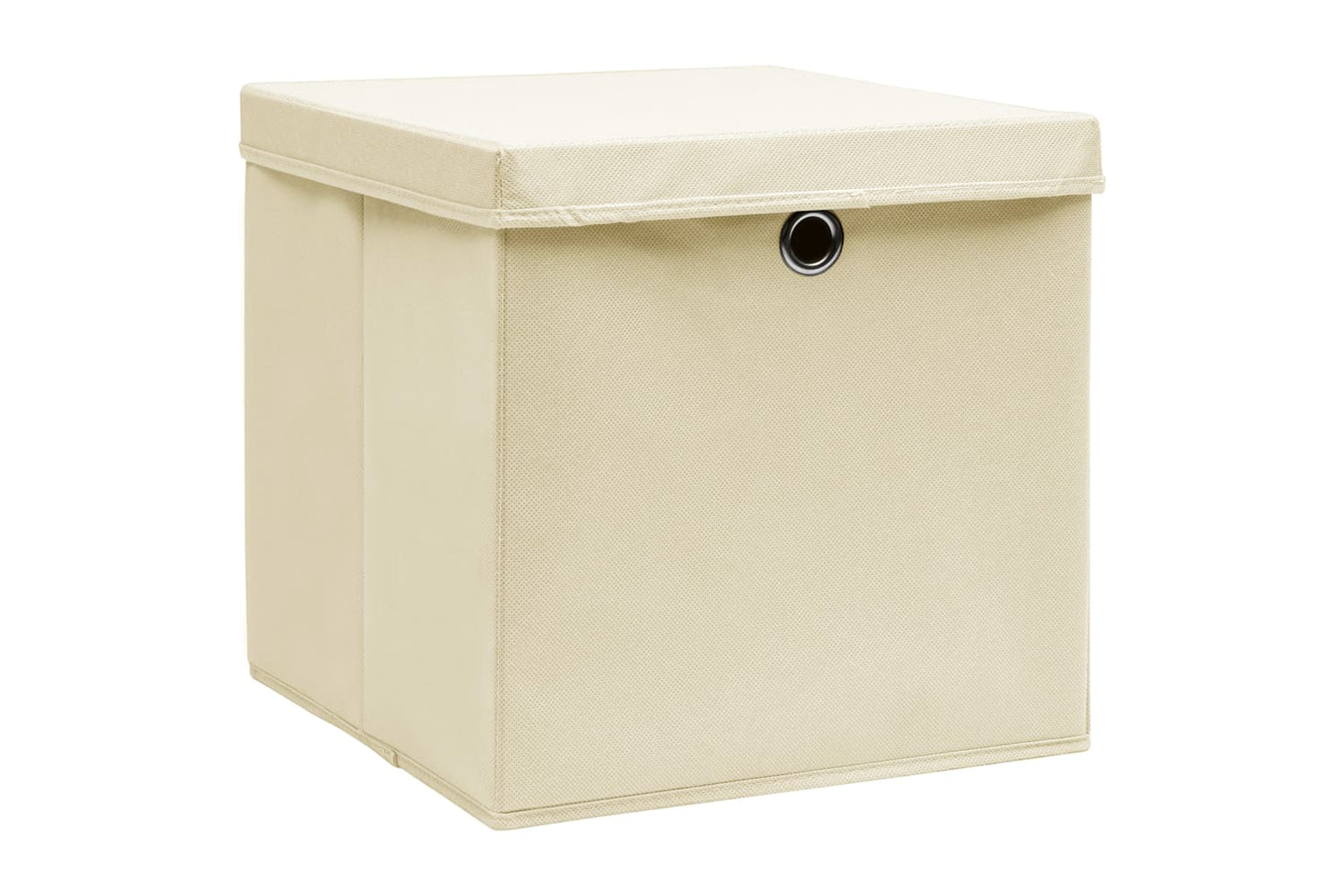 vidaXL 325218 Storage Boxes With Covers 10 Pcs 28x28x28cm Cream-2