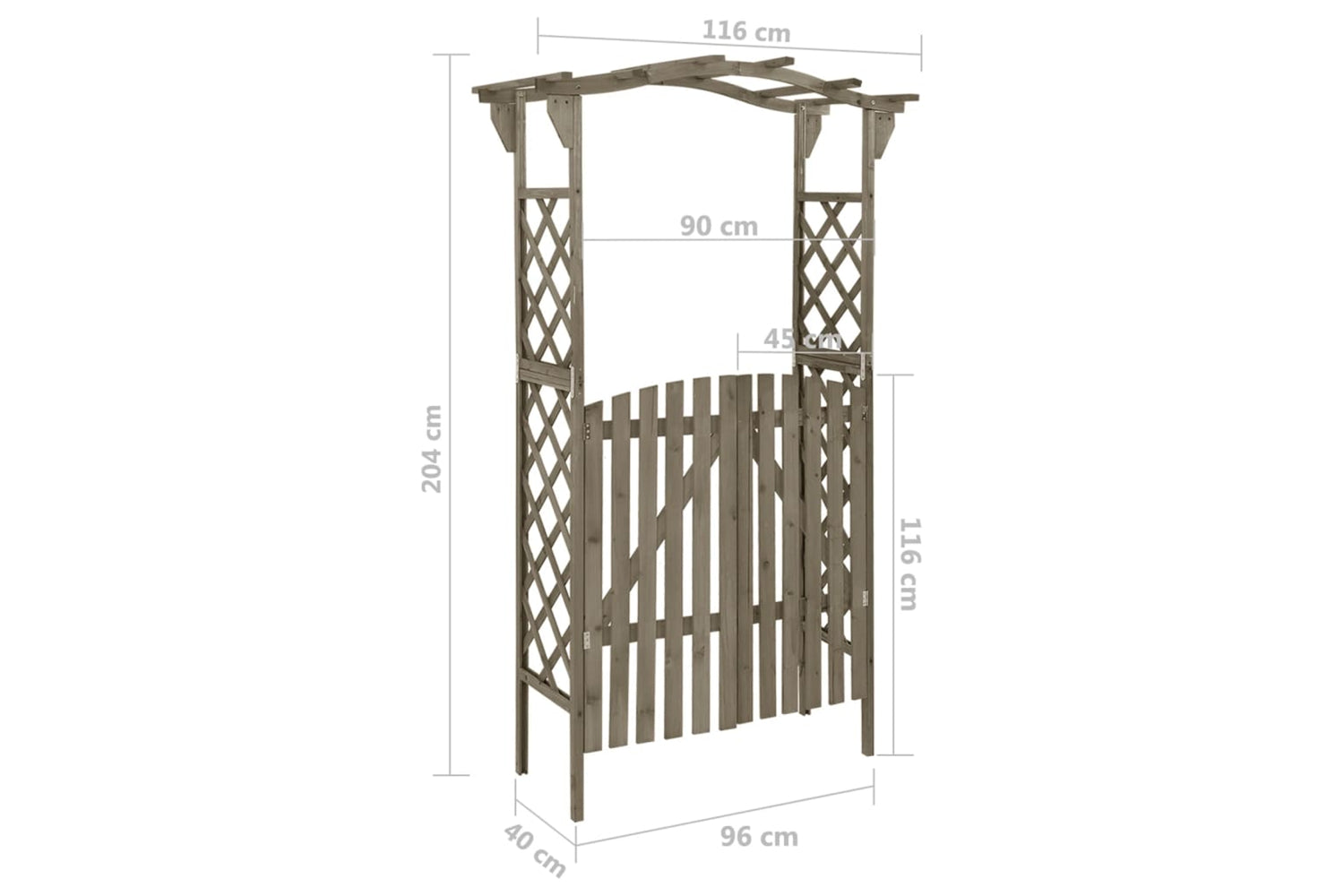 vidaXL 316393 Pergola With Gate 116x40x204cm Grey Solid Firwood-6