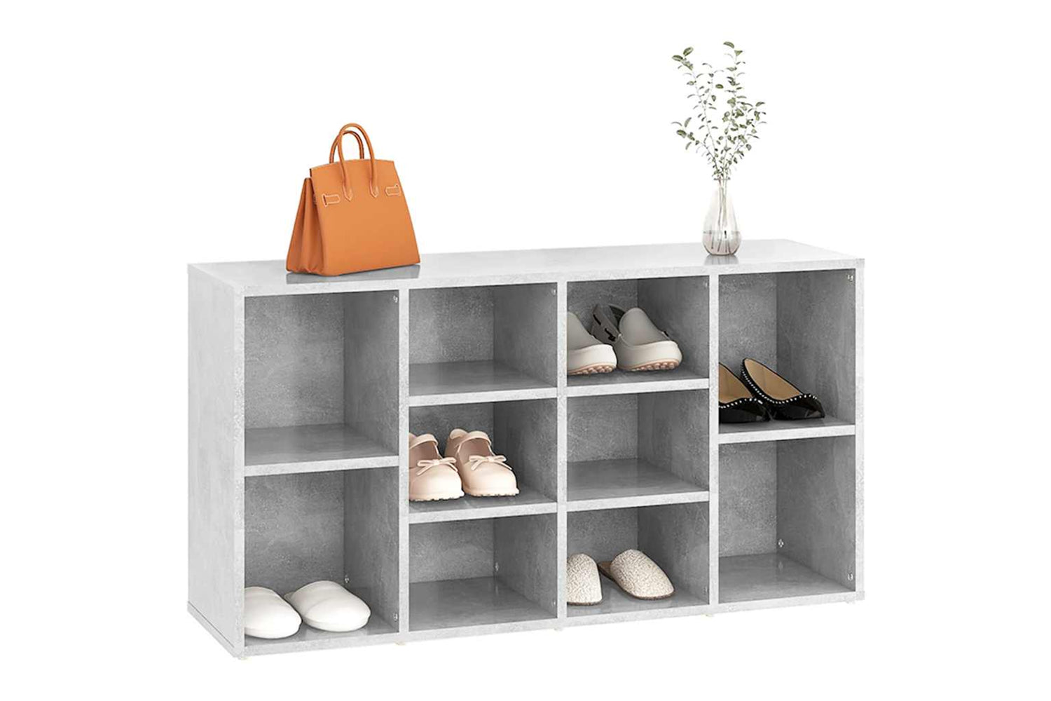 vidaXL 803294 Shoe Bench Concrete Grey 103x30x54.5cm Engineered Wood-2