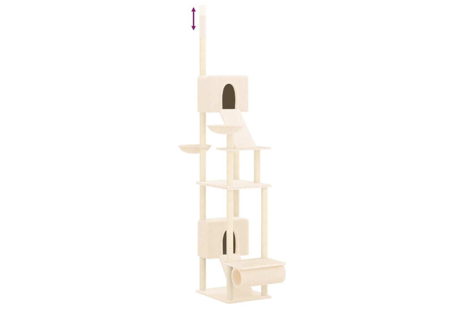 vidaXL 171612 Floor To Ceiling Cat Tree Cream 277-303cm-5