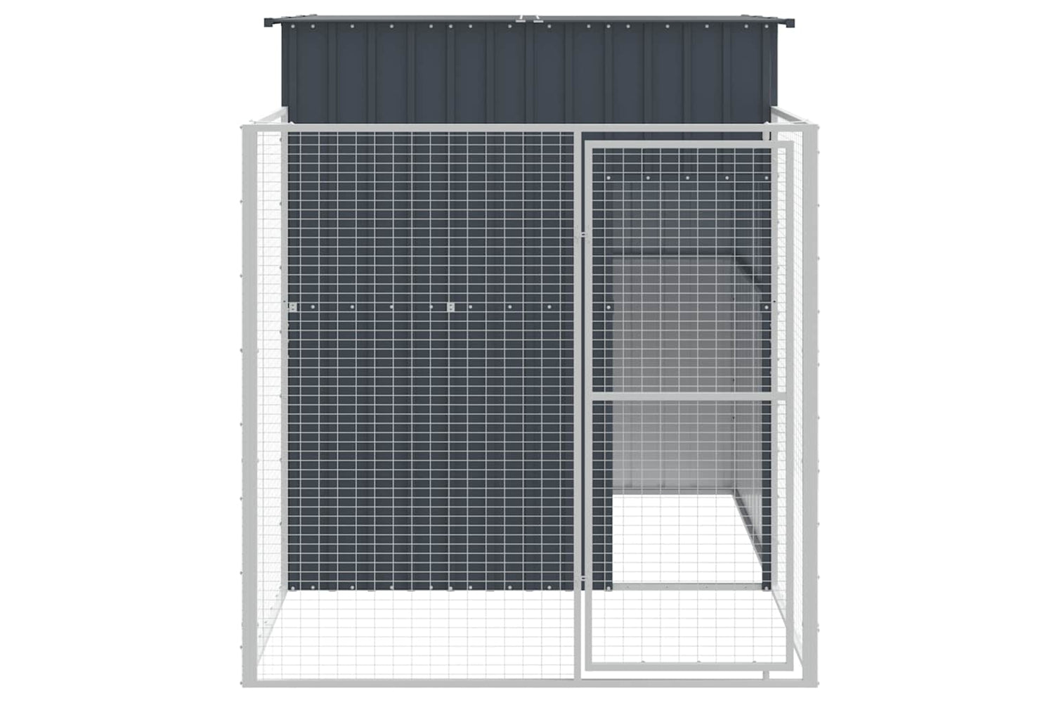 Vidaxl Dog House With Run Anthracite 165x251x181 Cm Galvanised Steel-2