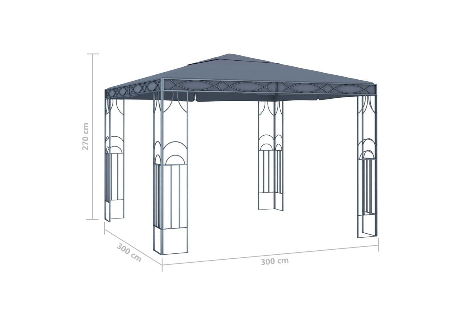 vidaXL 3070339 Gazebo With Led String Lights 300x300cm Anthracite-7