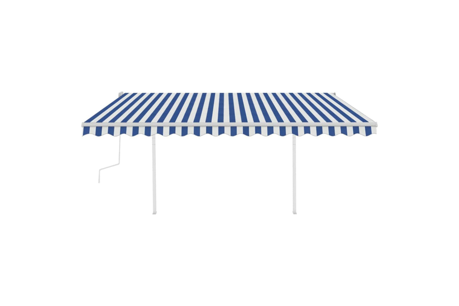 Vidaxl 3070016 Manual Retractable Awning With Posts 4x3.5 M Blue And White-3