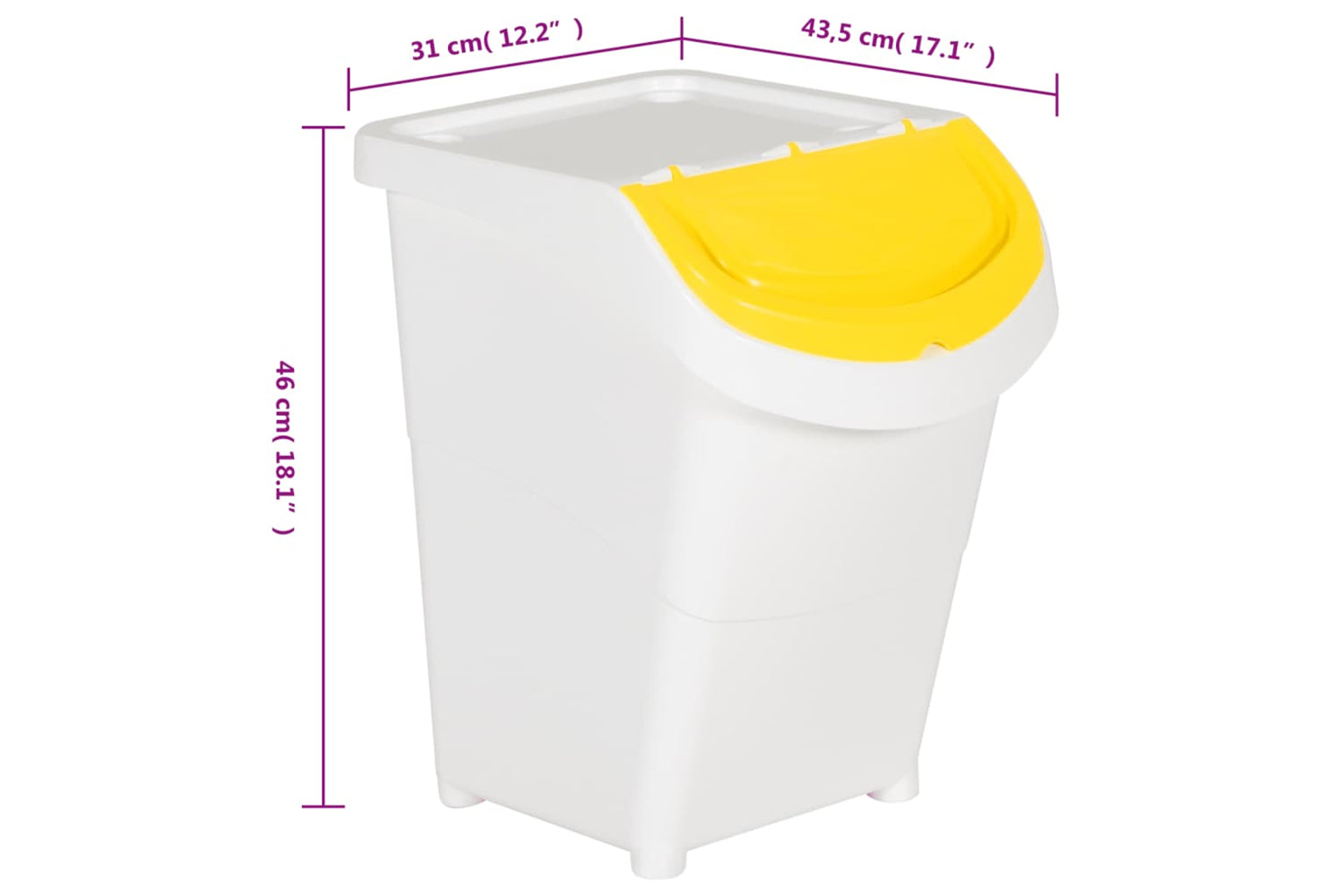 Vidaxl 364070 Stackable Waste Bins With Lids 3 Pcs White Pp 120 L-9