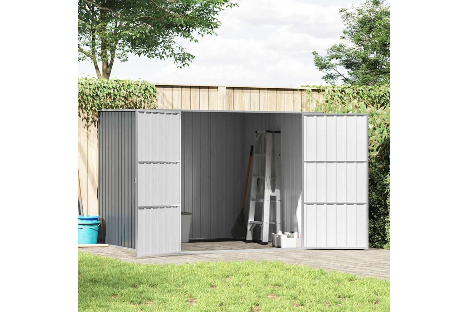 vidaXL 46254 Garden Shed Grey 195x198x159cm Galvanised Steel-2