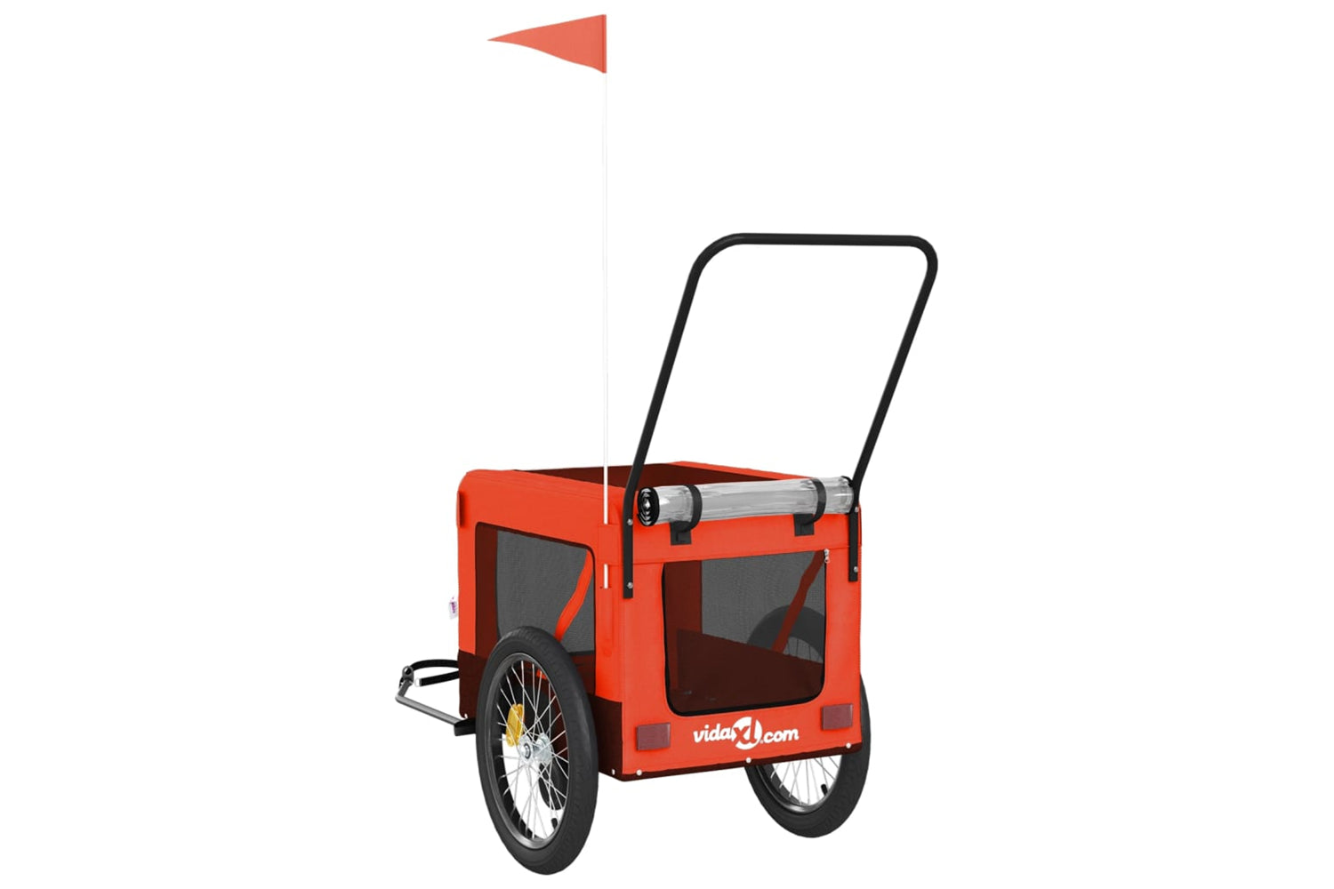 Vidaxl 93942 Pet Bike Trailer Orange And Black Oxford Fabric And Iron-8