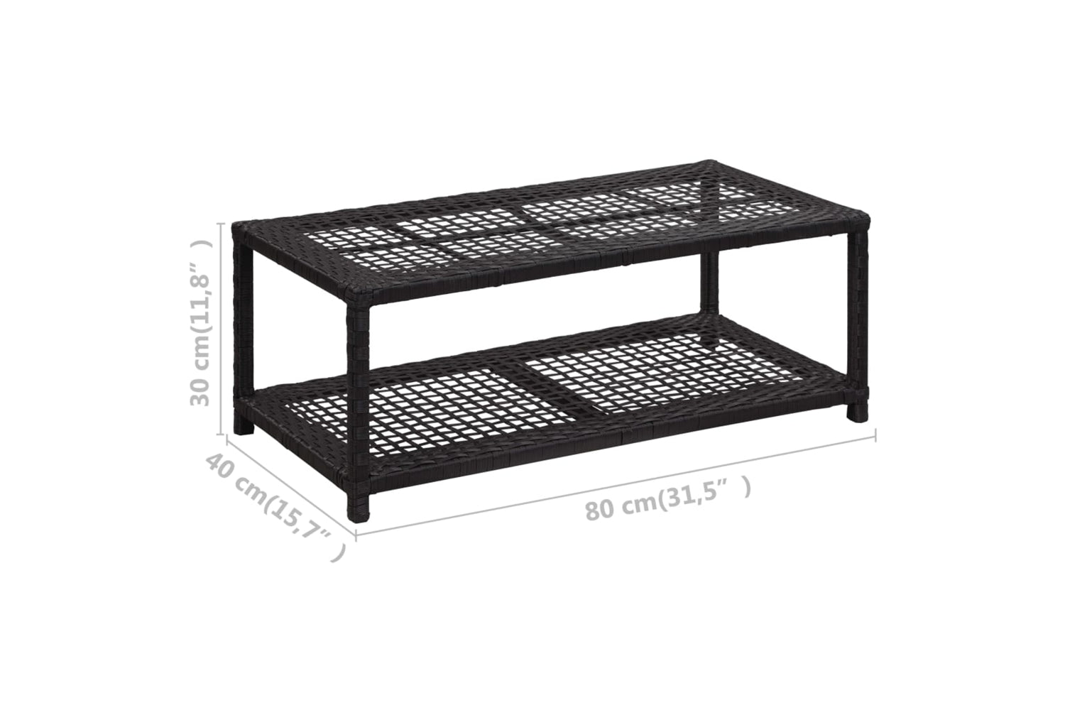 vidaXL 46978 Shoe Bench Black 80x40x30cm Poly Rattan-5