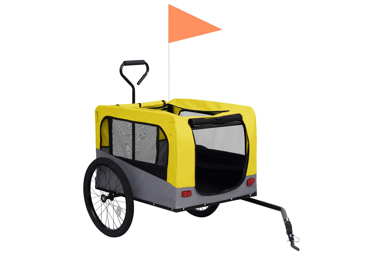 Vidaxl 2-in-1 Pet Bike Trailer & Jogging Stroller Yellow And Grey-3