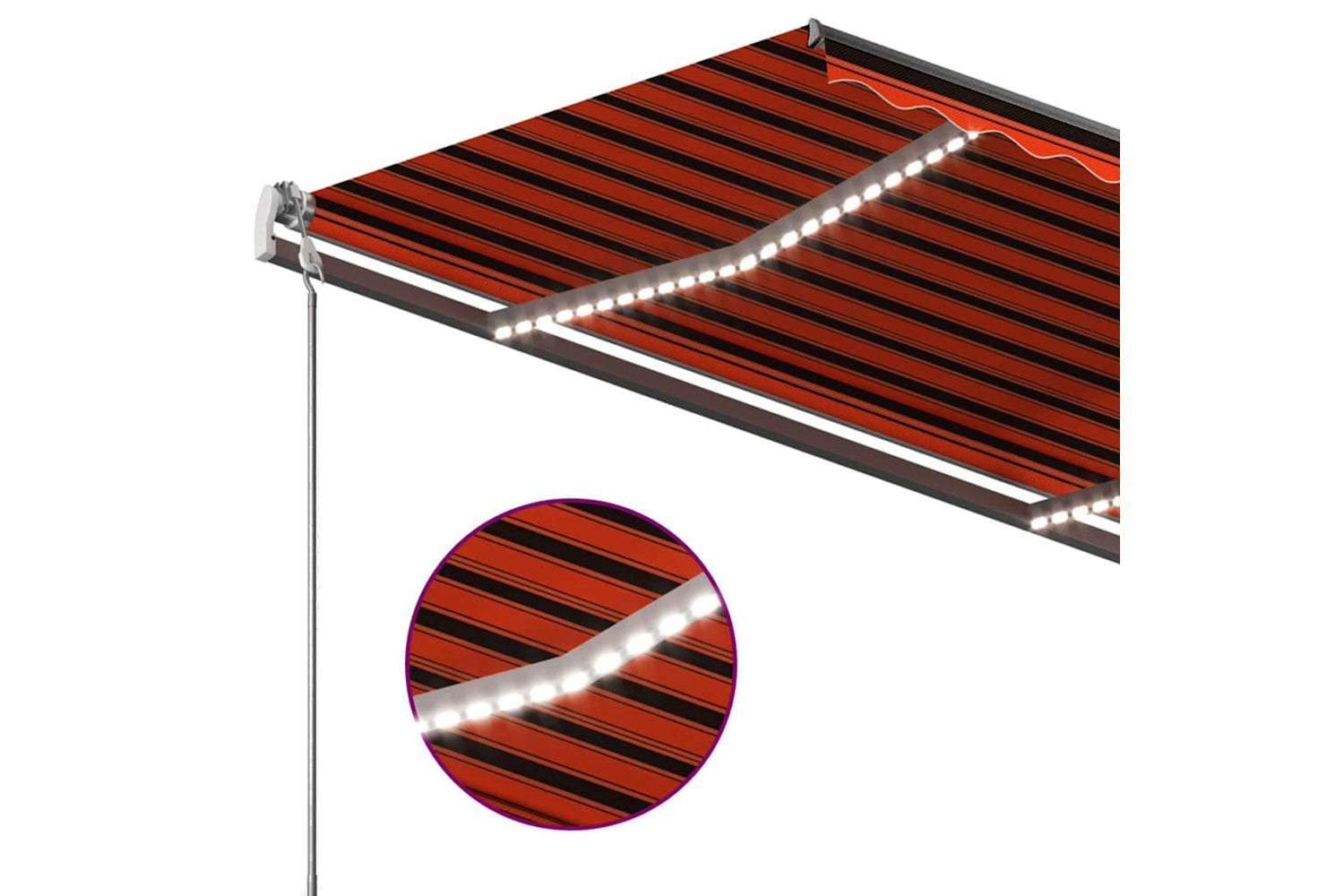 Vidaxl Manual Retractable Awning With Led 450x300 Cm Orange And Brown-6