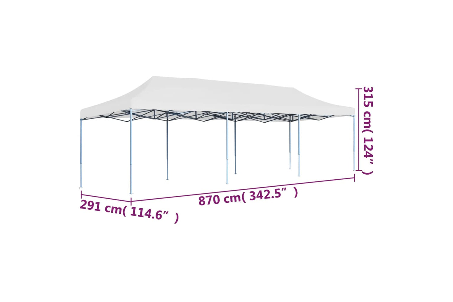 Vidaxl 48872 Folding Pop-up Party Tent 3x9 M White-9
