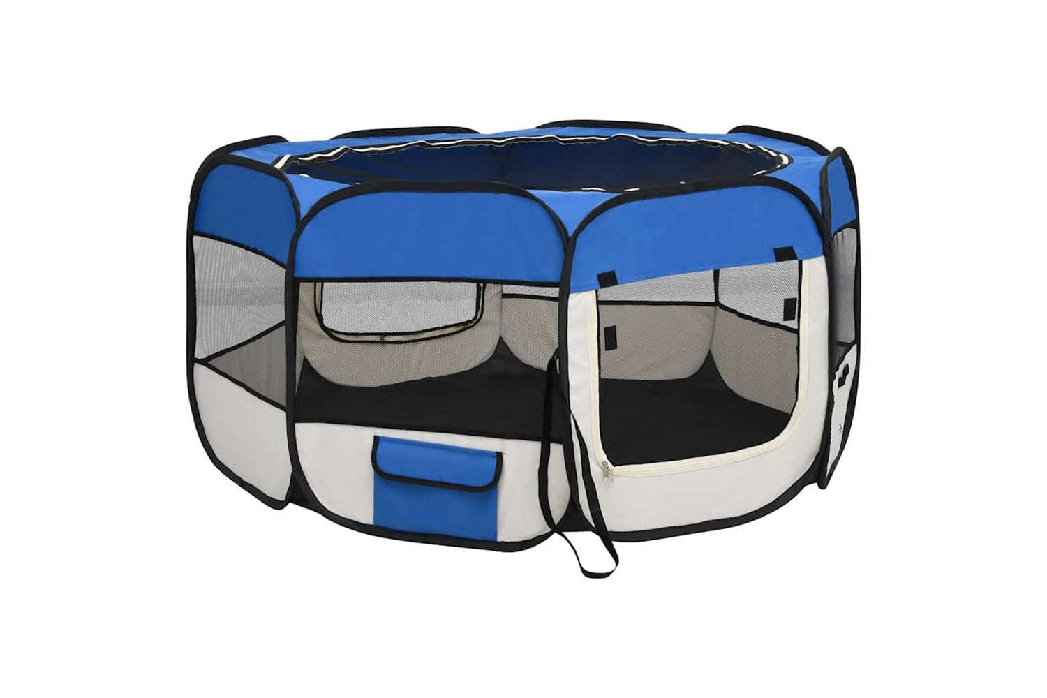 Vidaxl Foldable Dog Playpen With Carrying Bag Blue 125x125x61 Cm-3
