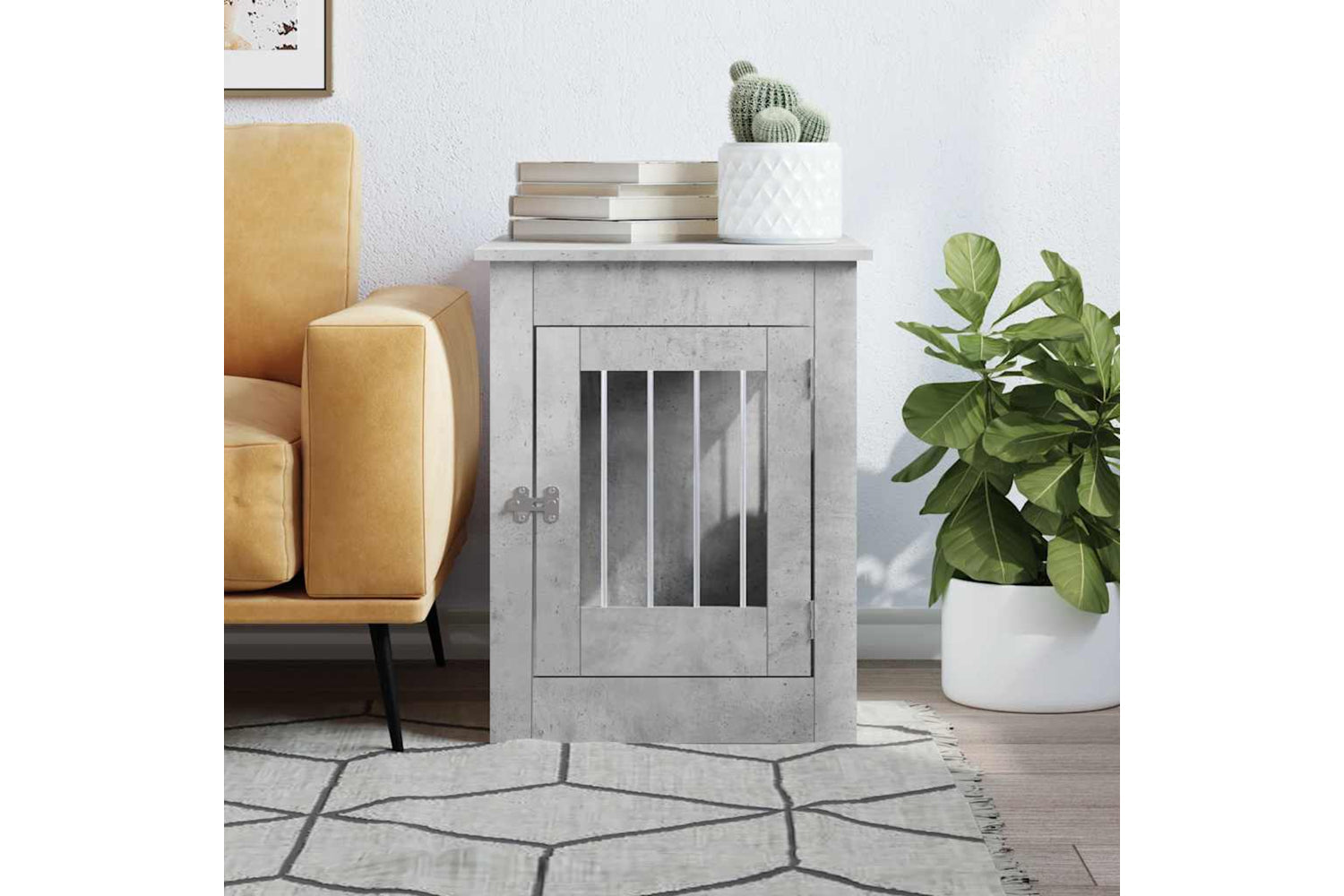 vidaXL 838326 Dog Crate Furniture Concrete Grey 55x80x68cm Engineered Wood-2