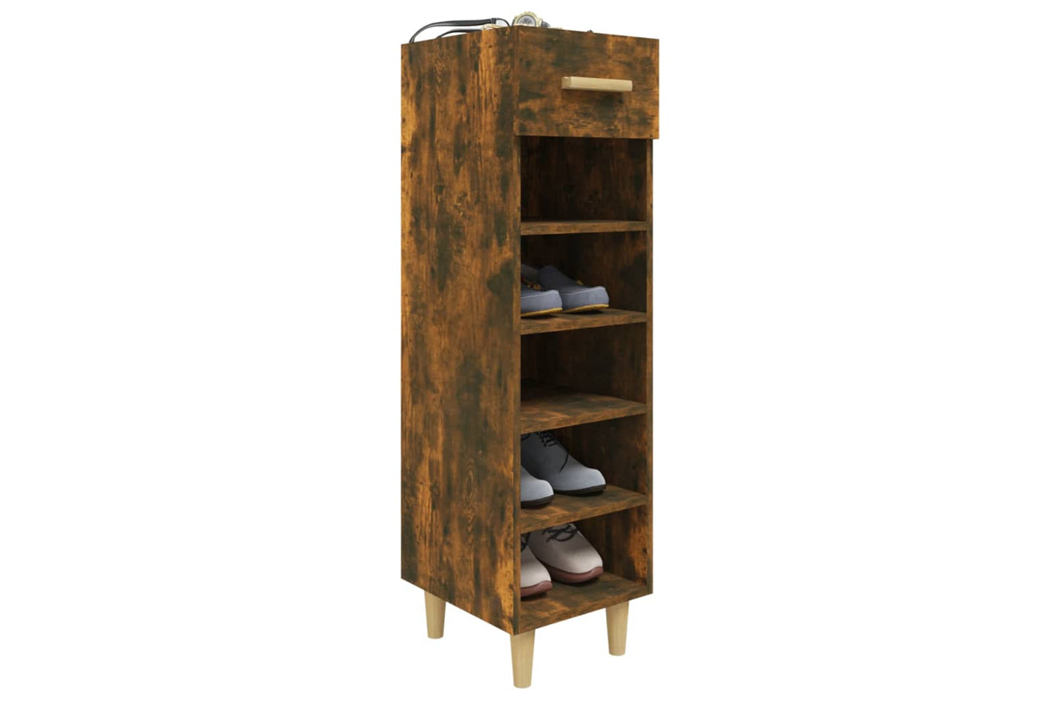 vidaXL 817561 Shoe Cabinet Smoked Oak 30x35x105cm Engineered Wood-5