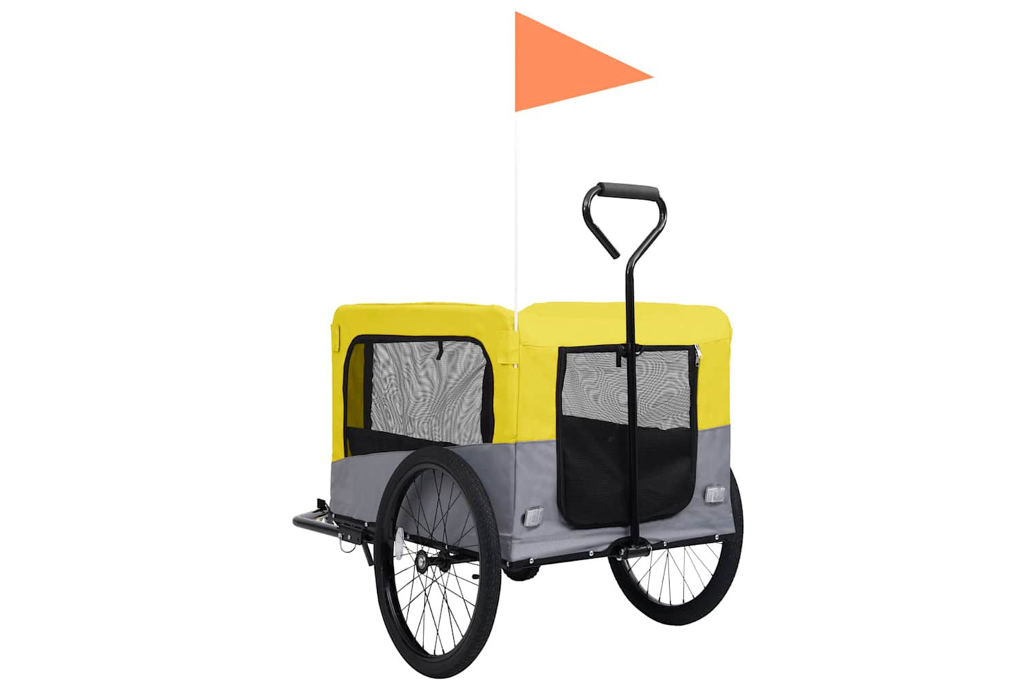 Vidaxl 2-in-1 Pet Bike Trailer & Jogging Stroller Yellow And Grey-5