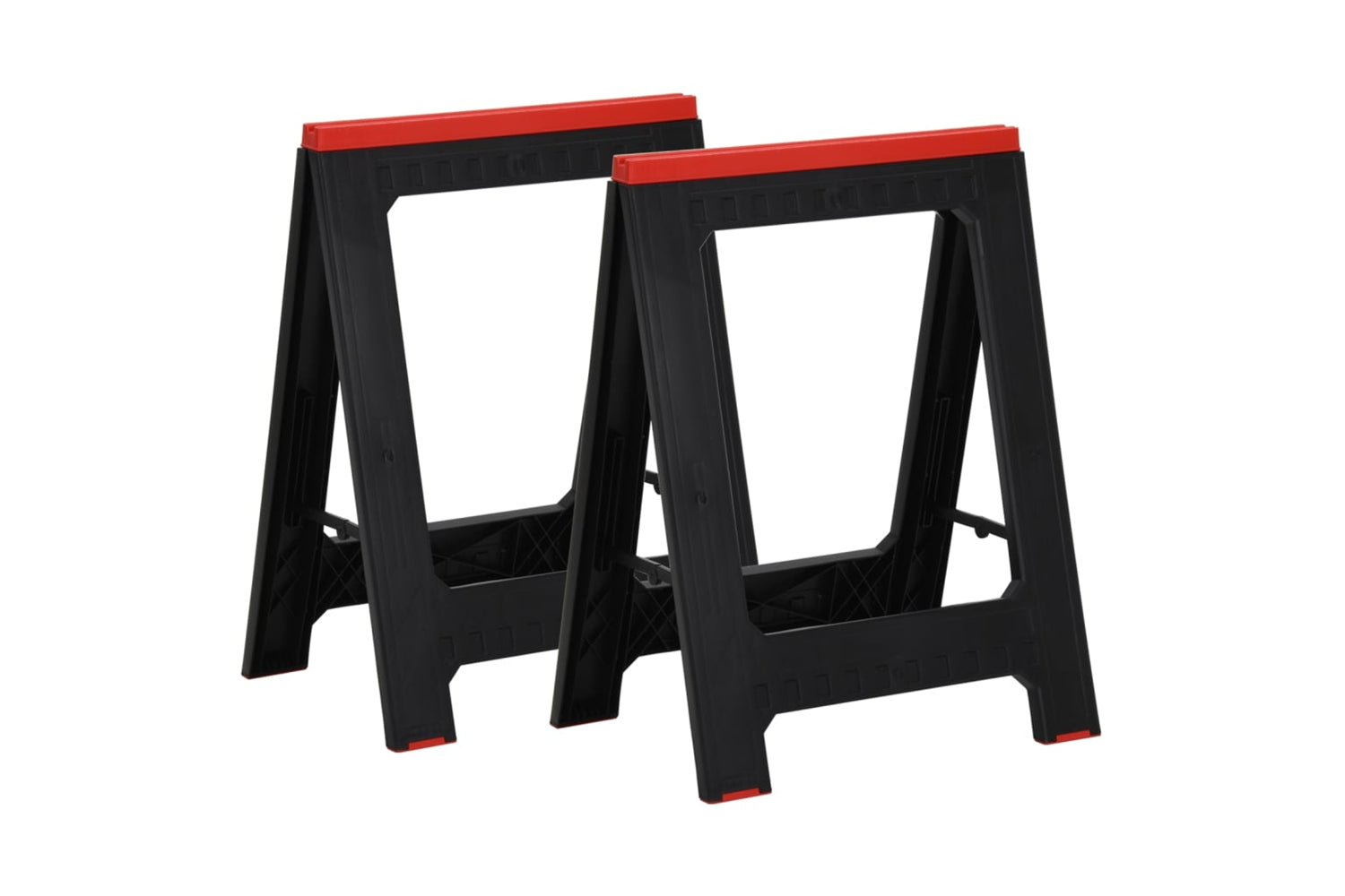 Vidaxl 152104 Foldable Work Trestles 2 Pcs Black And Red Polypropylene 350 Kg-2