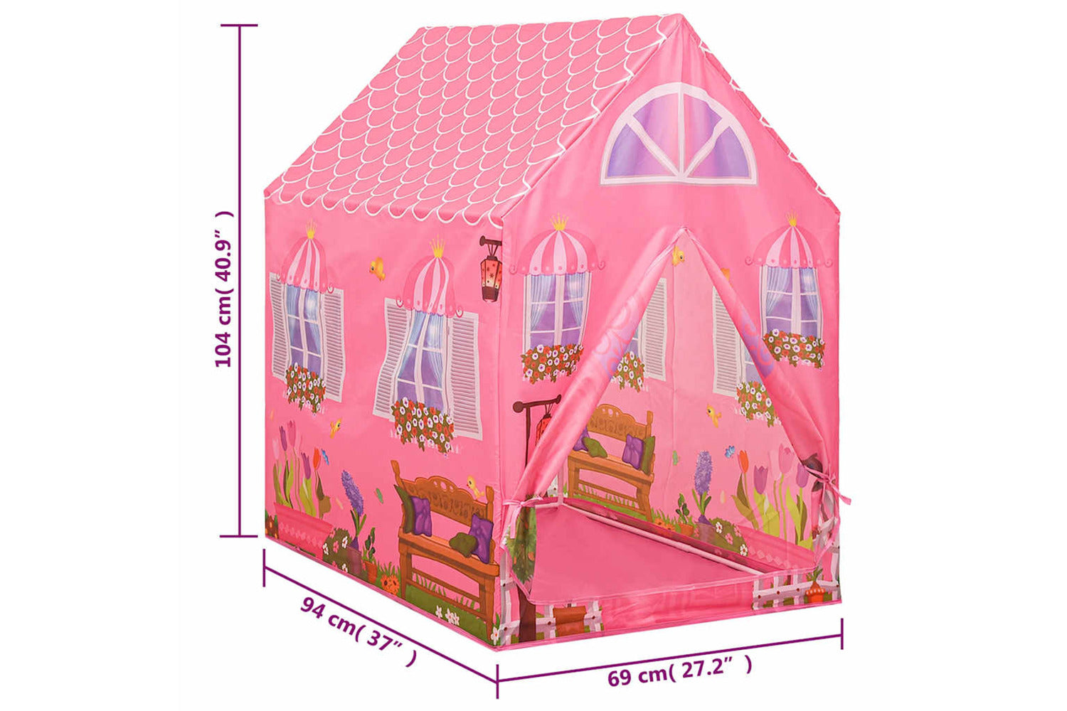 Vidaxl Children Play Tent Pink 69x94x104 Cm-8