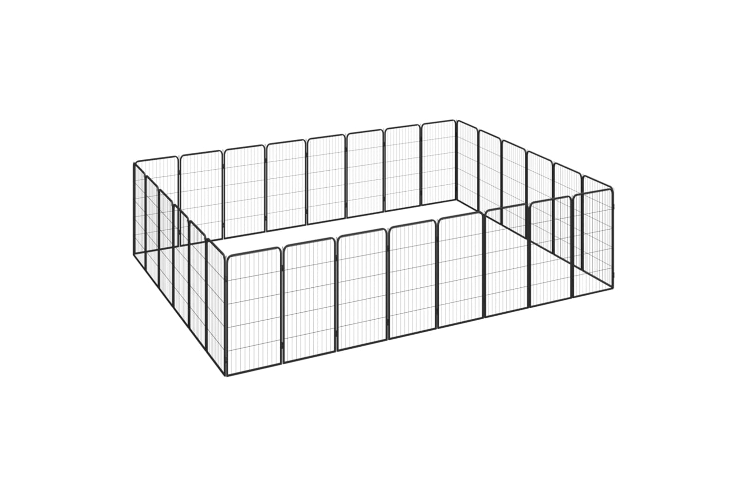 vidaXL 3115963 28-panel Dog Playpen Black 50x100cm Powder-coated Steel