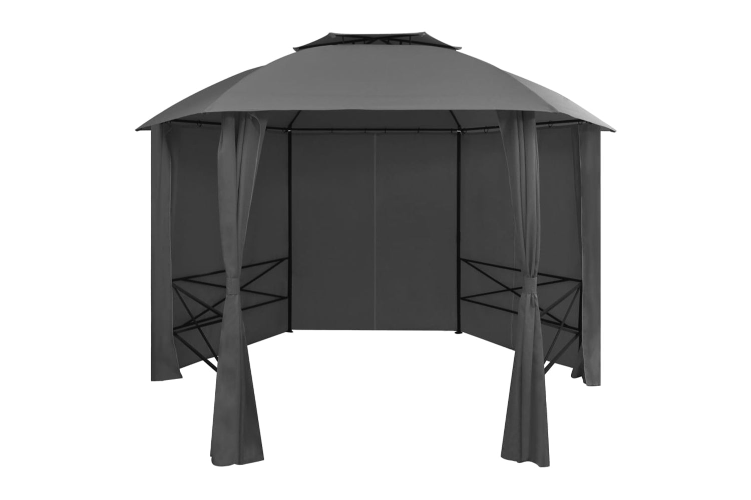 vidaXL 44766 Garden Marquee Pavilion Tent With Curtains Hexagonal 360x265cm