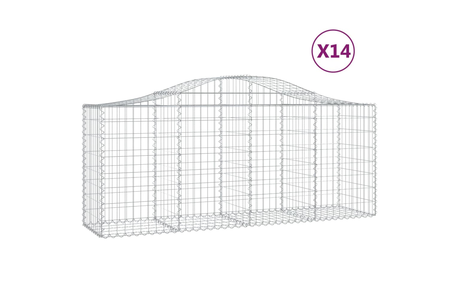 vidaXL 3145631 Arched Gabion Baskets 14 Pcs 200x50x80/100cm Galvanised Iron