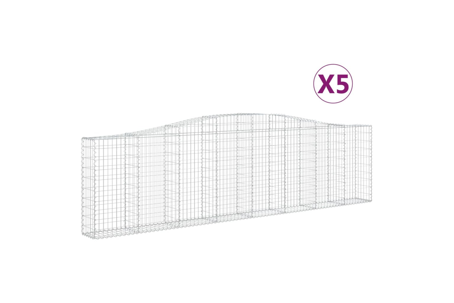 vidaXL 3145829 Arched Gabion Baskets 5 Pcs 400x30x100/120cm Galvanised Iron