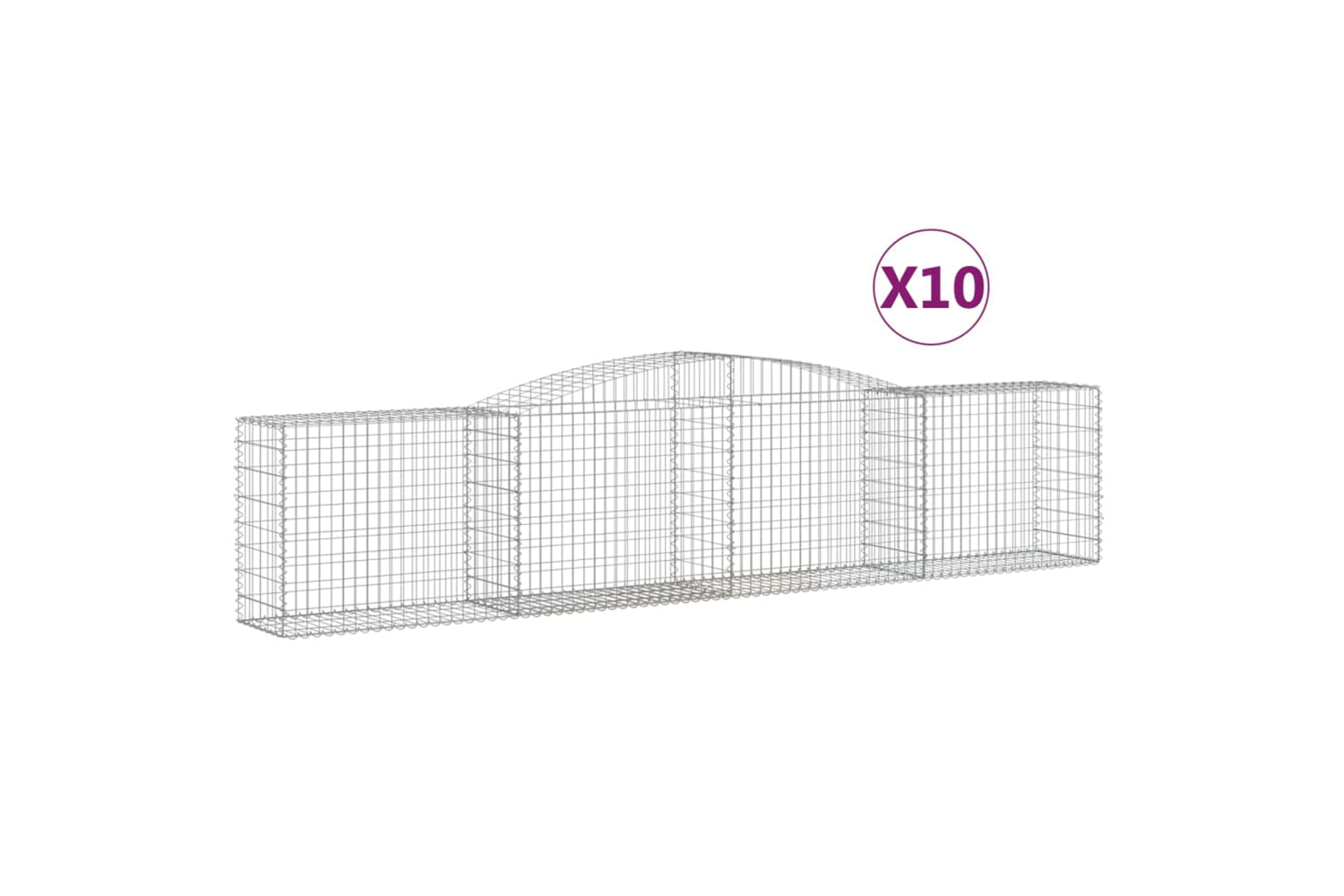vidaXL 3146991 Arched Gabion Baskets 10 Pcs 400x50x80/100cm Galvanised Iron
